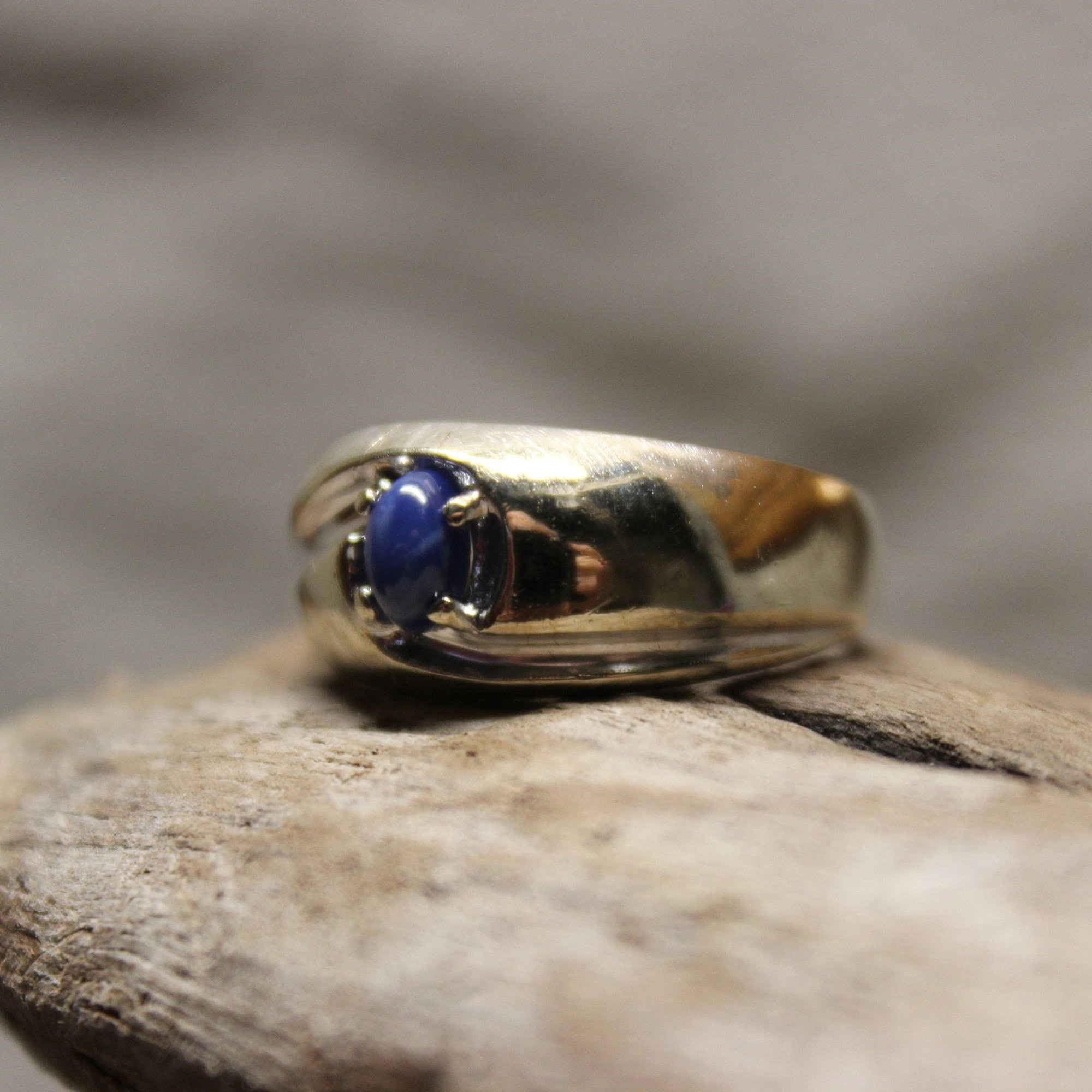 1980's Vintage Blue Star Sapphire Ring 10K Gold Mens Ring 5.5 Grams ...