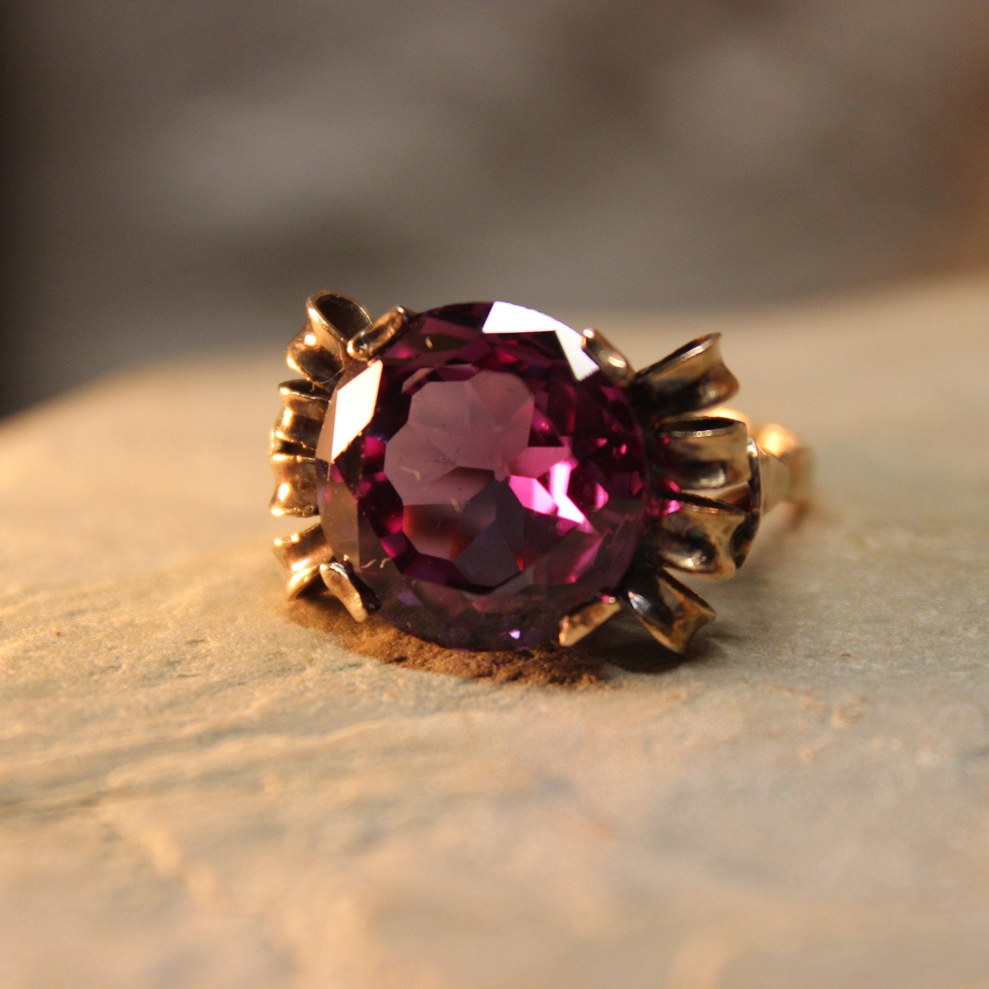 1940's Vintage Color Changing Purple Sapphire Ring 10K Solid Gold 6CTW ...