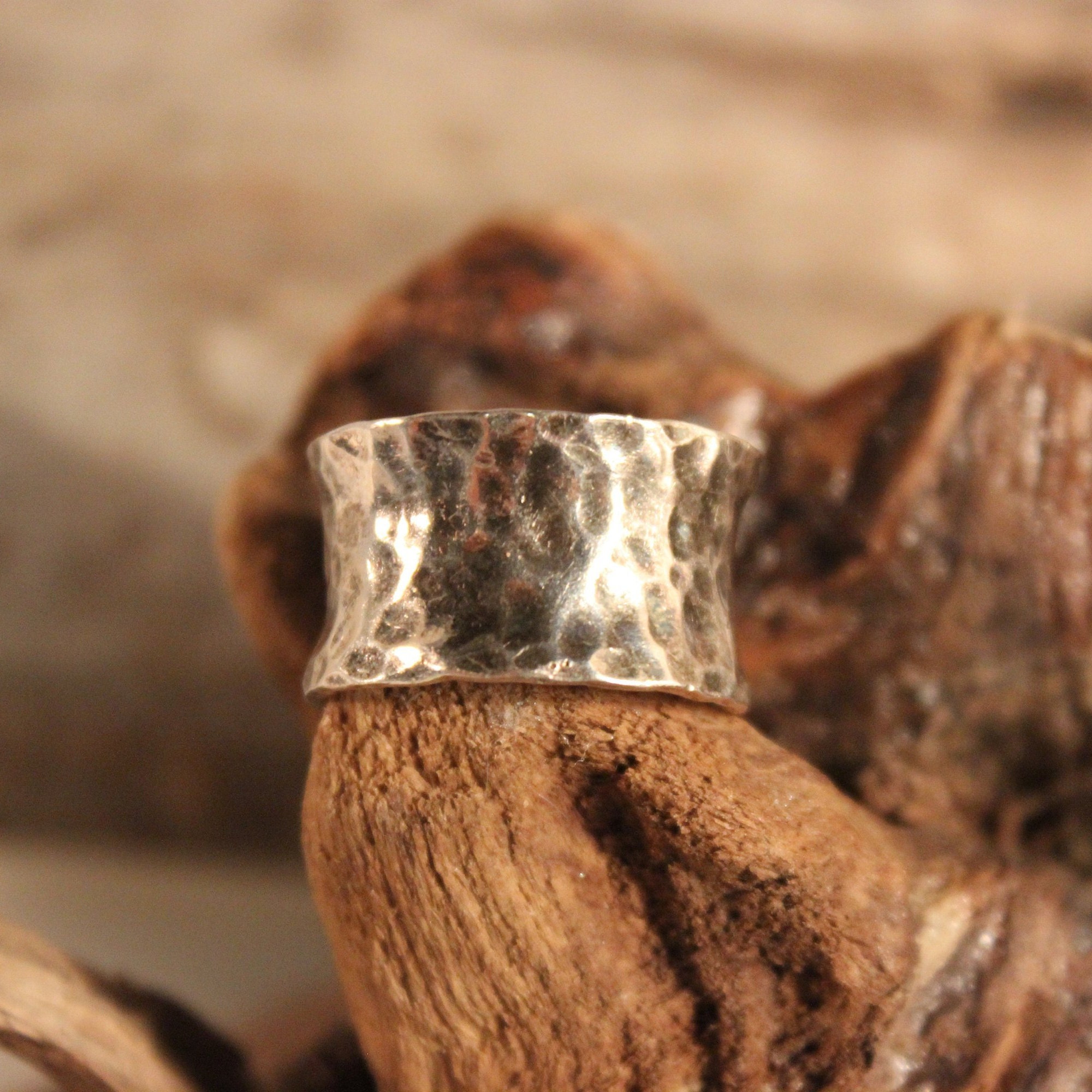 Large Mens Viking Ring Sterling Hammered Band Norse Ring Etsy