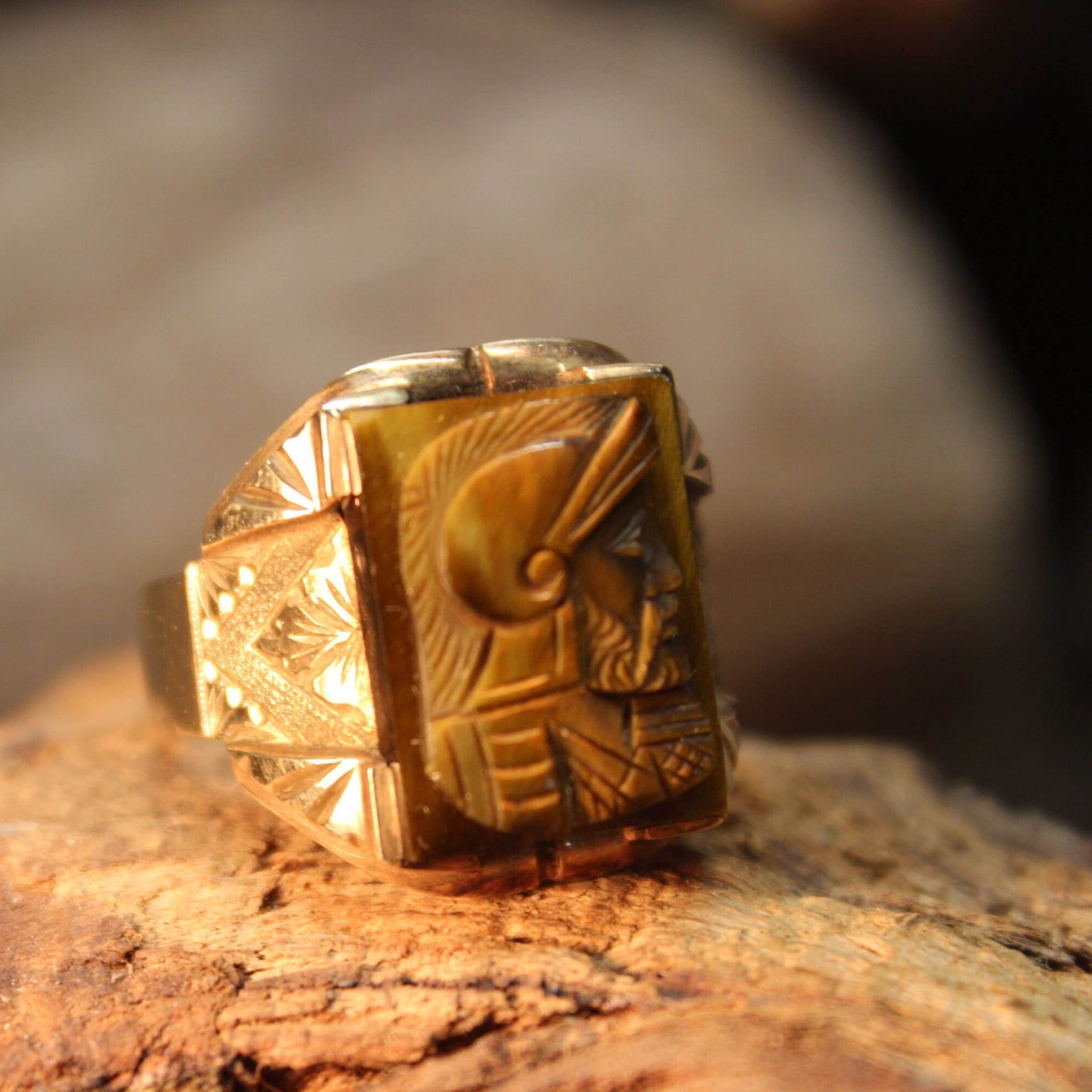 Vintage mens 2024 tiger eye rings