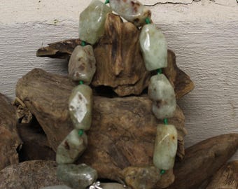 Hand Carved Pendant Necklace Large Natural Stone Prehnite Pendant Handmade Adjustable Necklace Handmade Pendant Natural Prehnite Pendant