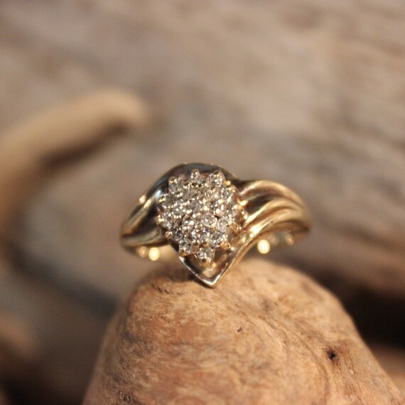 Diamond Ring 10K Solid Yellow Gold 1/4CT Diamond