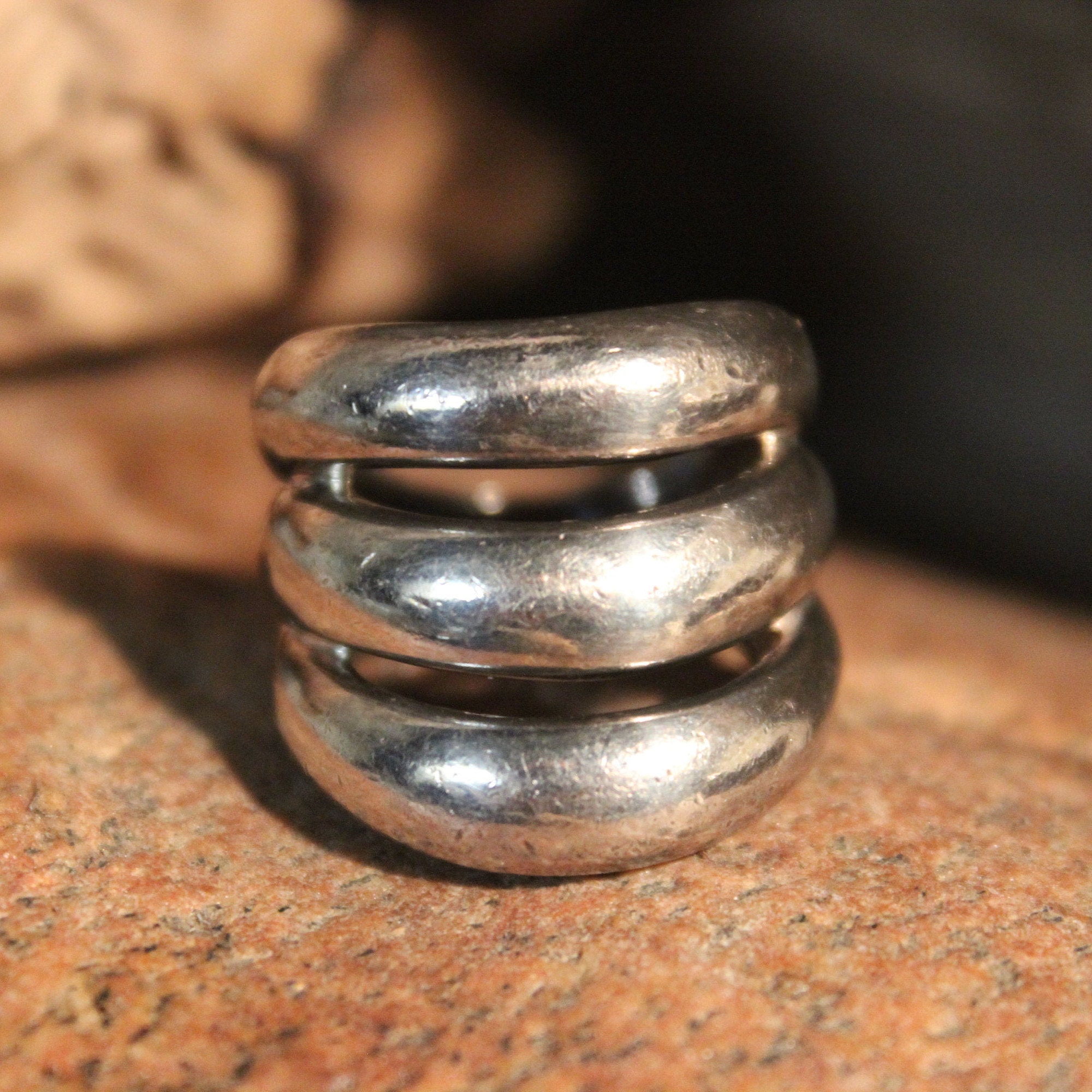 Vintage Sterling Silver Contemporary Ring 14 Grams Size 6 Silver Ring