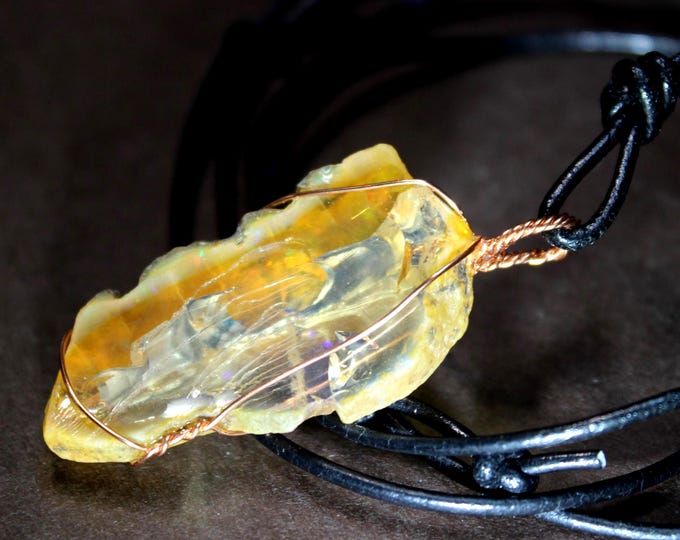 Large Natural Ethiopian Welo Fire Opal 33Ct Welo Ethiopia Black Fire Opal Gemstone Pendant Necklace Large Earth Mined Ethiopian Fire Opal