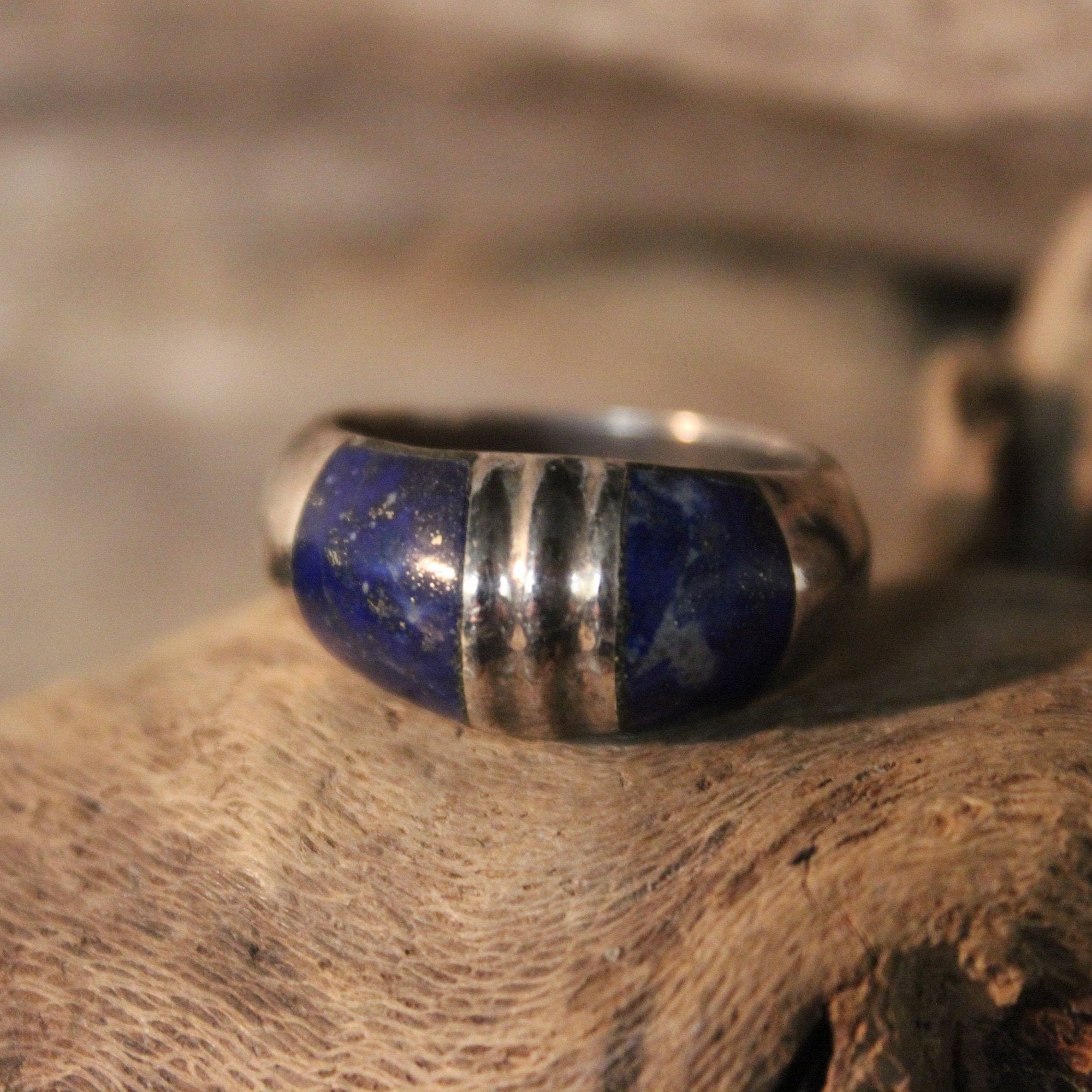Mens Vintage Sterling Silver Blue Lapis Ring 5.7 Grams Size 8 Men Ring