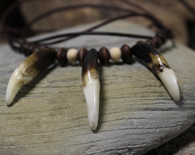 Large Wolf Tooth Necklace Wolf Teeth Necklace Wolf Necklace Wolf Tooth Necklace Adjustable African Native American Large Wolf Tooth Necklace