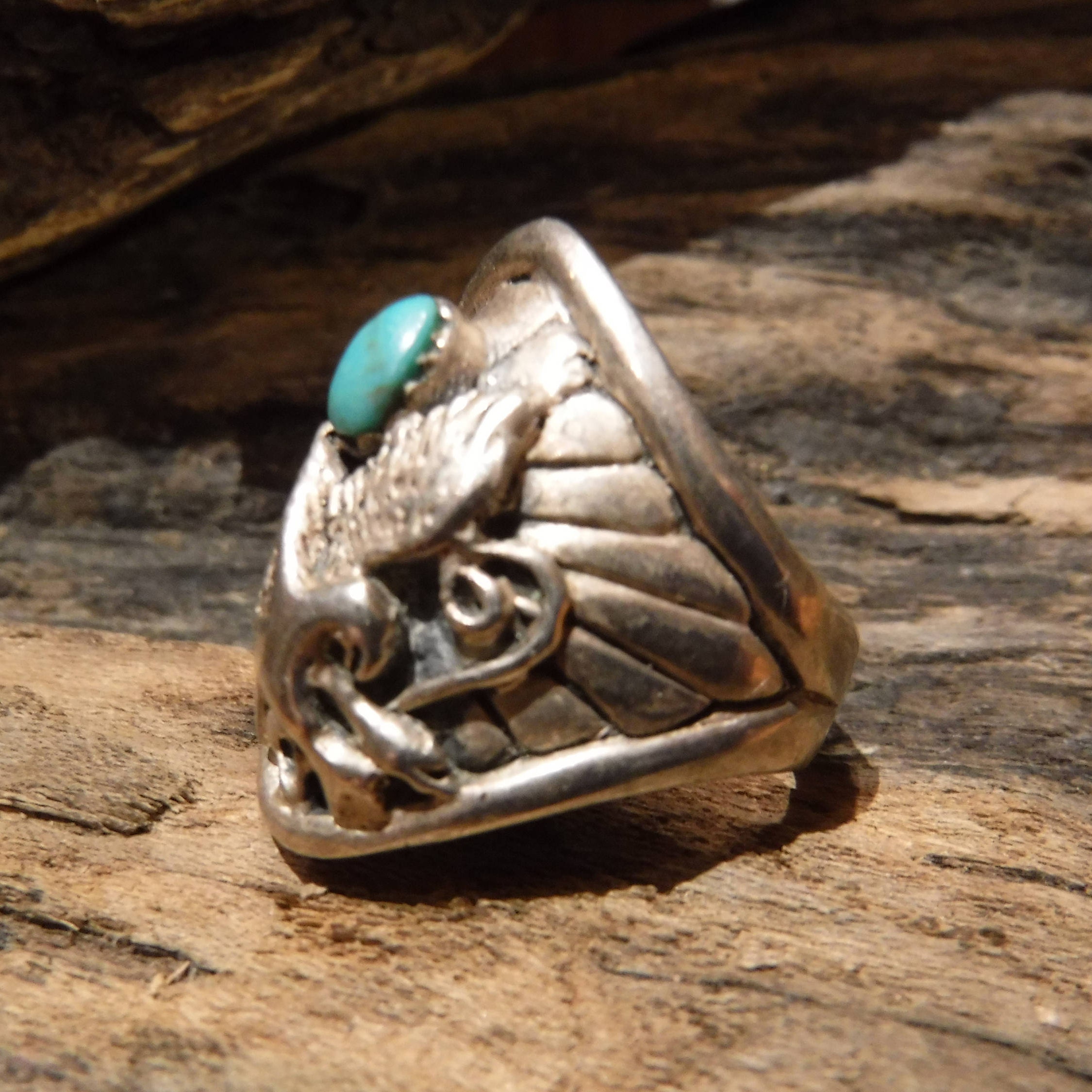 Vintage Mens Large Silver Eagle Ring Navajo Native American Size 9.75