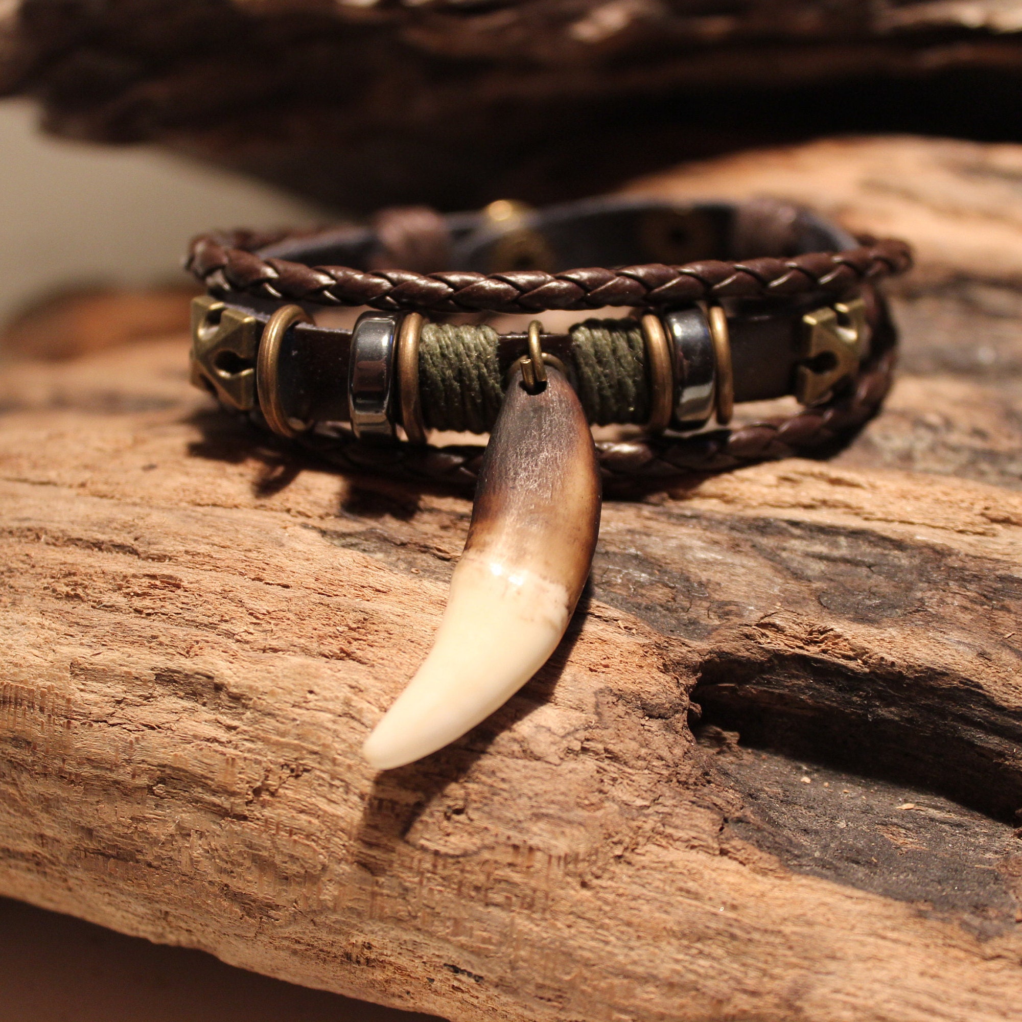 Large Wolf Tooth Bracelet Wolf Bracelet Wolf Bracelet Tribal Wolf Tooth