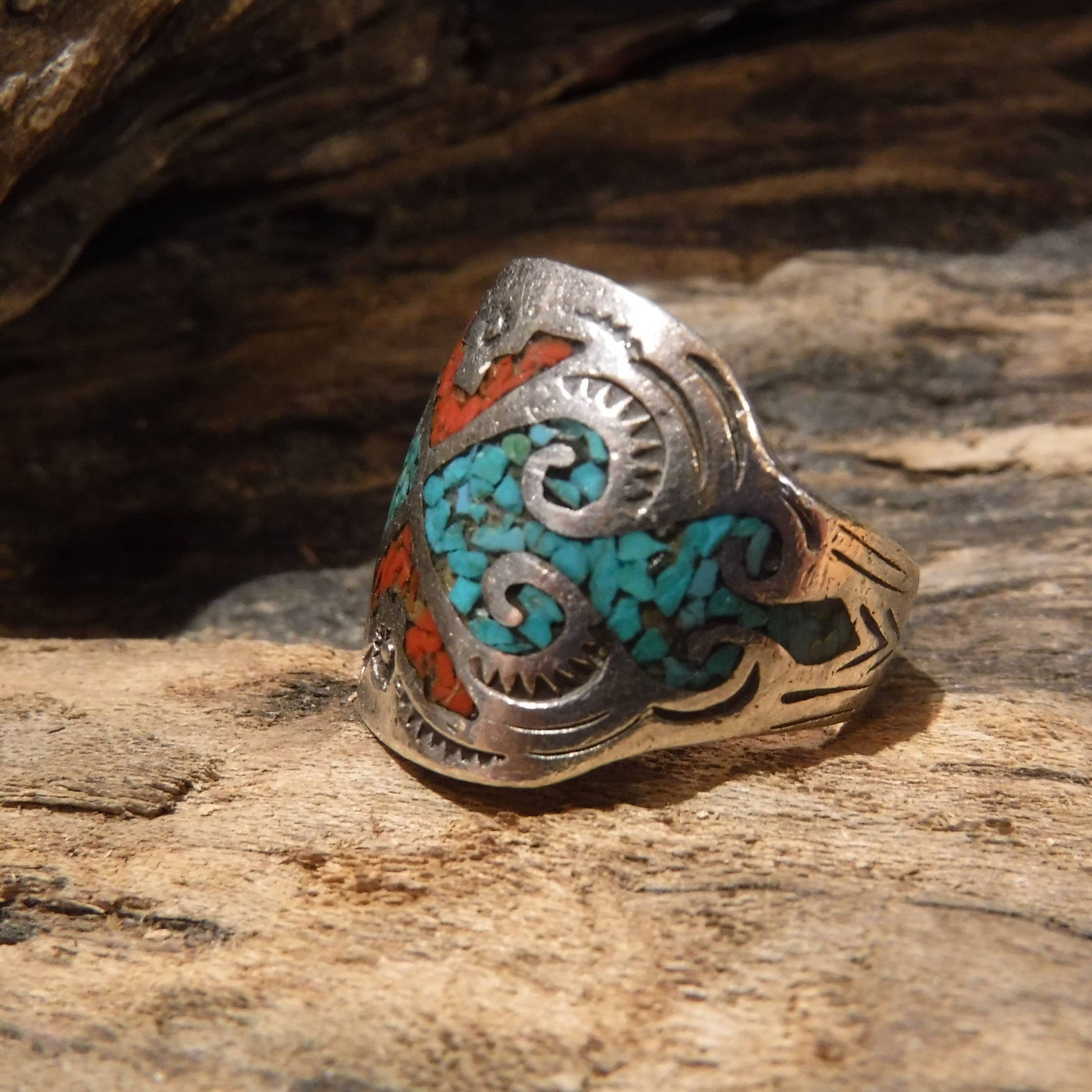 Mens Silver Ring Navajo Sterling Silver Native American Ring Signed