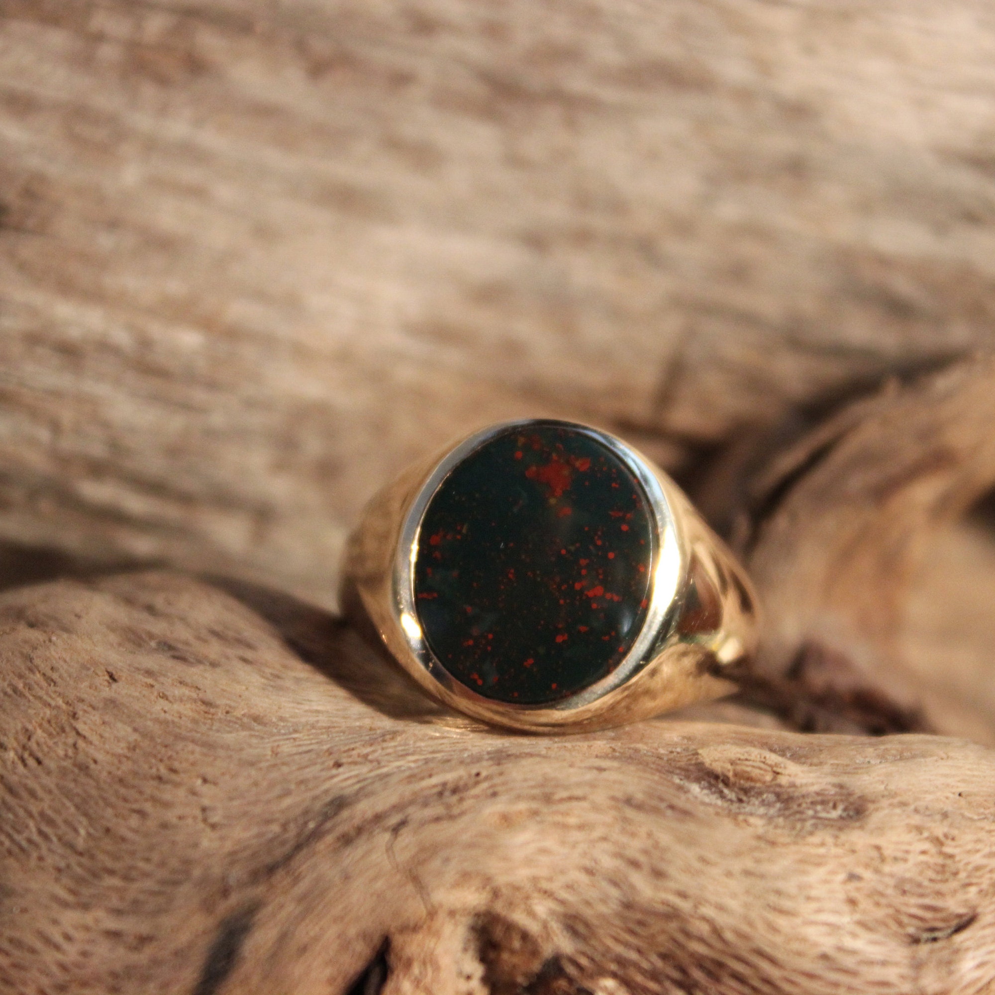 Vintage 10k Gold Mens Signet Ring 6.3 Grams Mens Gold Bloodstone Ring ...