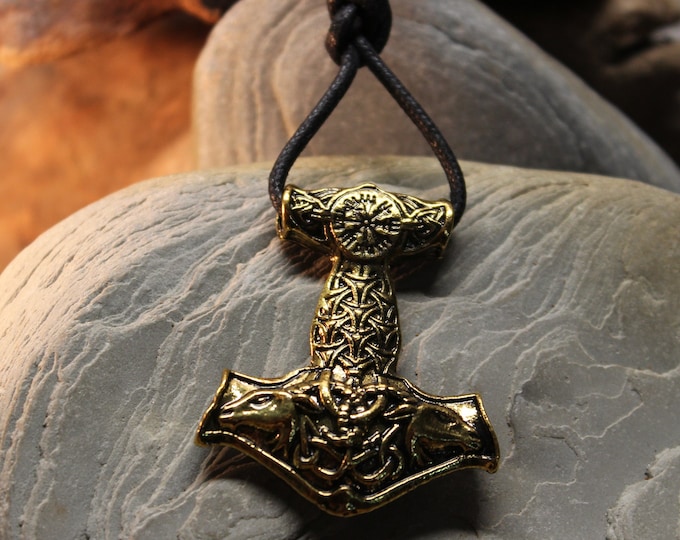 Odin Thor's Hammer Mjolnir Pendant Viking Necklaces Adjustable Necklace Pendant Jewelry Scandinavian Viking Thors Hammer Pendant Hammer