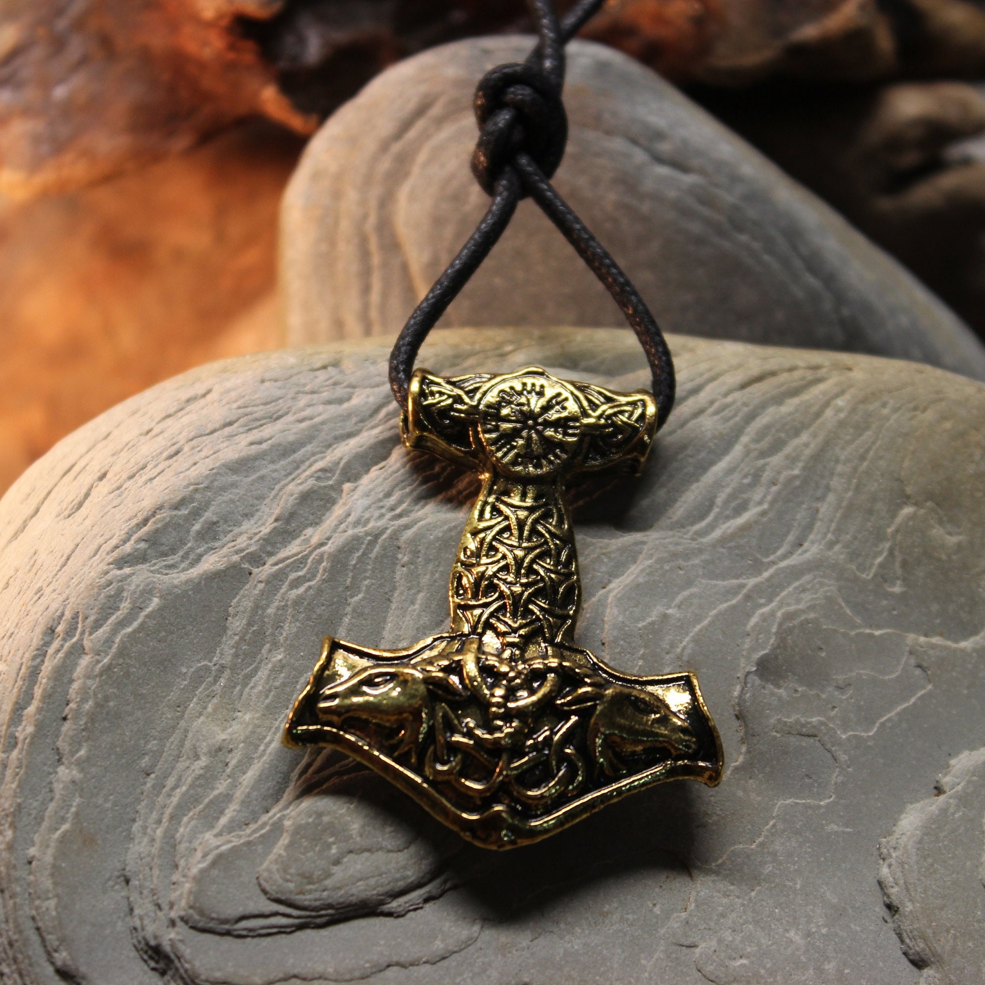 Heavy Bronze Mjolnir Pendant | Large, Two-Sided Thor's Hammer Replica –  Sons of Vikings