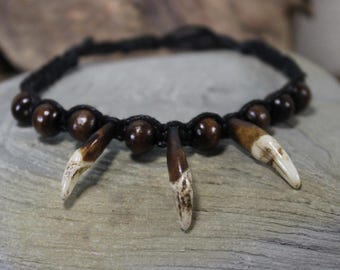 Small Wolf Tooth Adjustable Bracelet Wolf Bracelet Fang Bracelet Tribal Wolf Tooth Bracelet African Native American Tribal Spiritual Healing