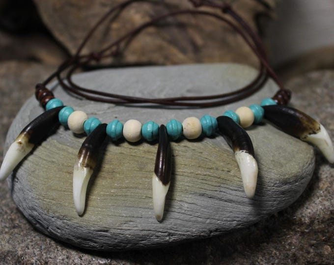 Large Wolf Tooth Necklace Wolf Teeth Necklace Wolf Necklace  Wolf Tooth Necklace Adjustable African Native American Tribal Spiritual Healing