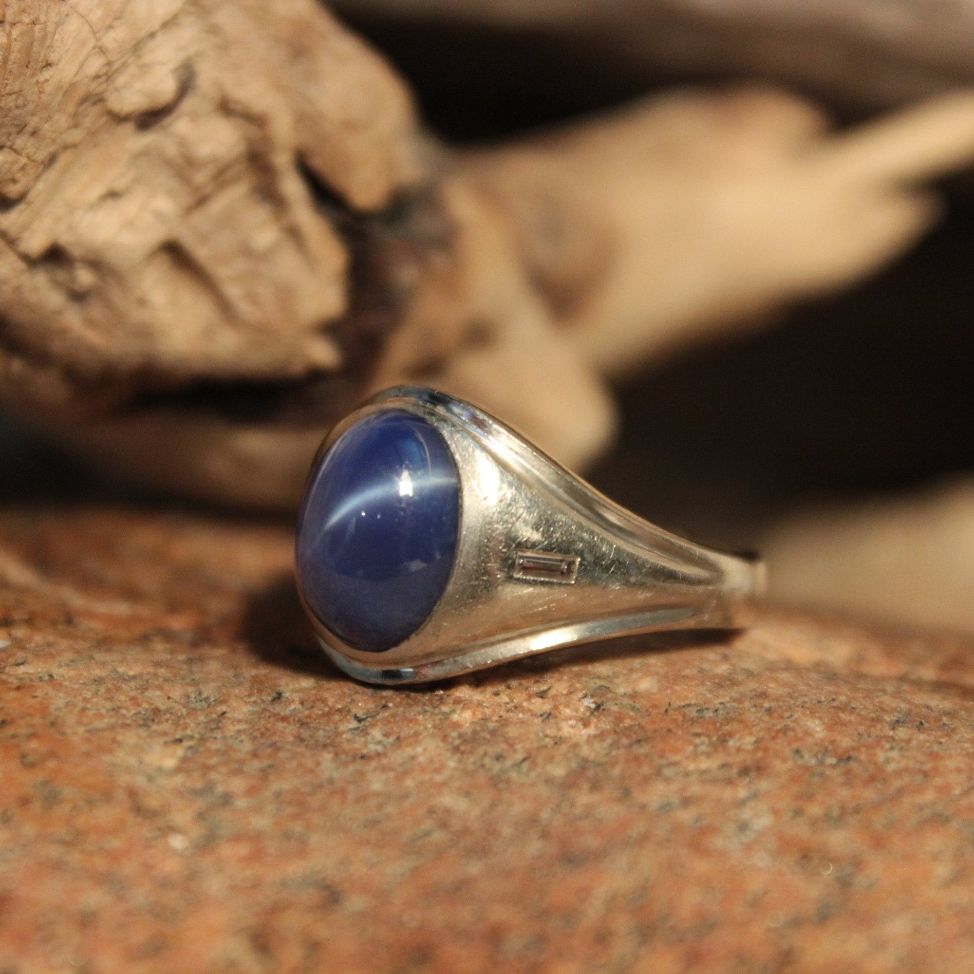 Vintage Mens Blue Linde Star Sapphire Ring 14K Gold Mens Ring 7.3 Grams ...