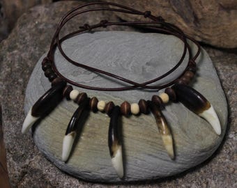 Large Wolf Tooth Necklace Wolf Teeth Necklace Wolf Necklace  Wolf Tooth Necklace Adjustable African Native American Tribal Spiritual Healing