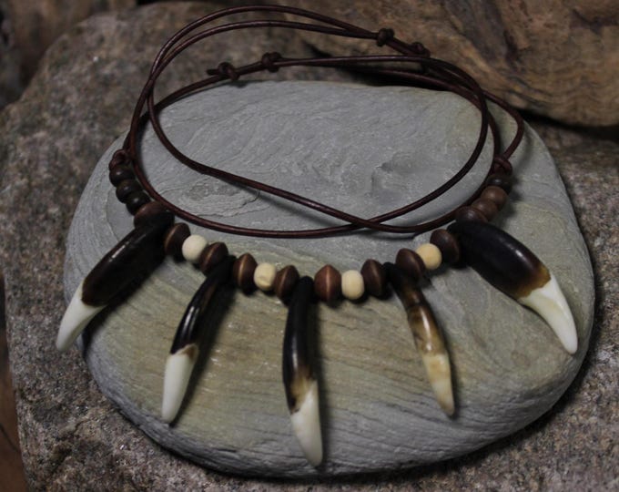 Large Wolf Tooth Necklace Wolf Teeth Necklace Wolf Necklace  Wolf Tooth Necklace Adjustable African Native American Tribal Spiritual Healing
