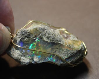 Large Natural Ethiopian Welo Black Fire Opal 40.55Ct Welo Ethiopia Certified Opal Gemstone Pendant Necklace Large Black Opal Certified Opal