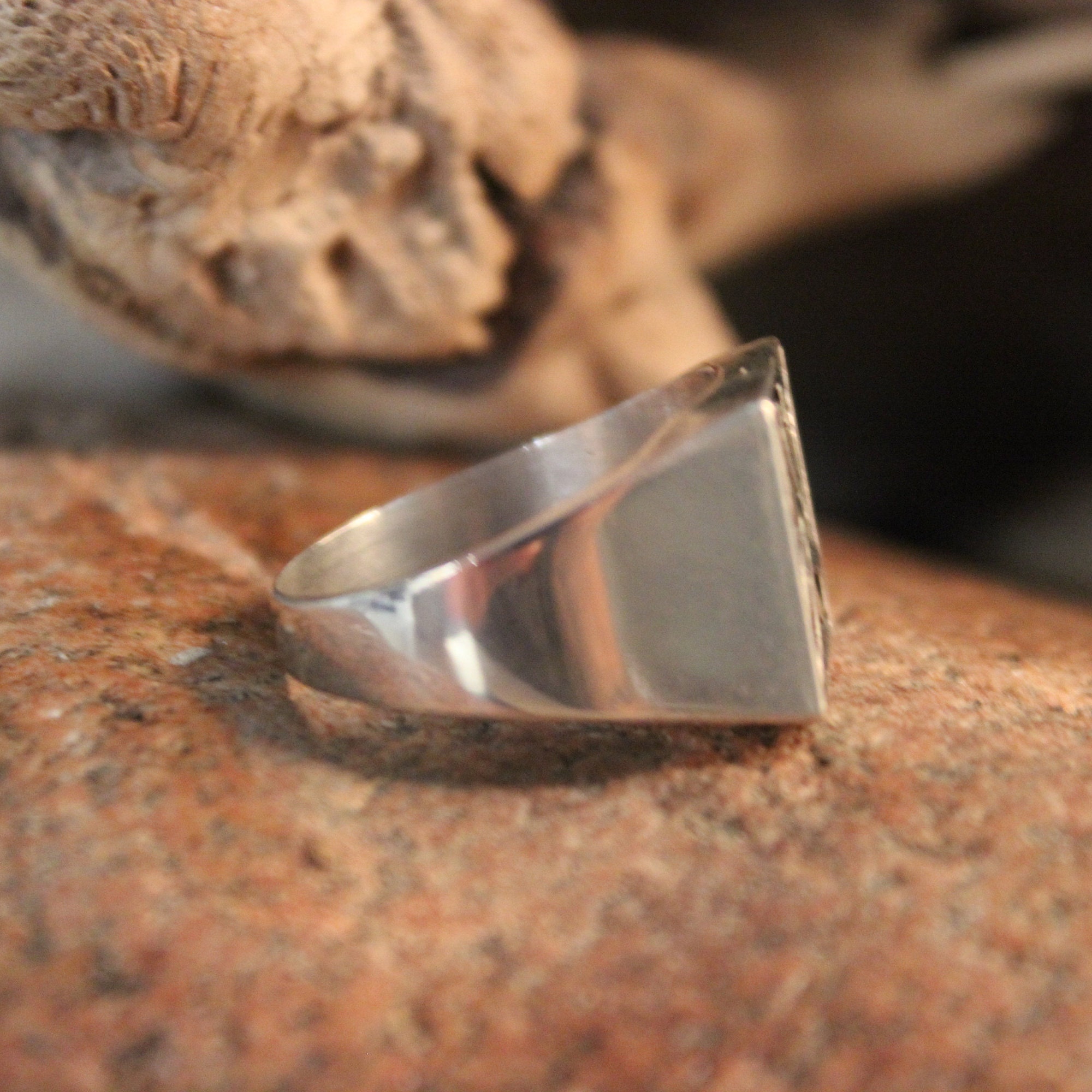 Vintage Mexico Shadowbox Ring Size 11 Mexican Mens Silver Rings