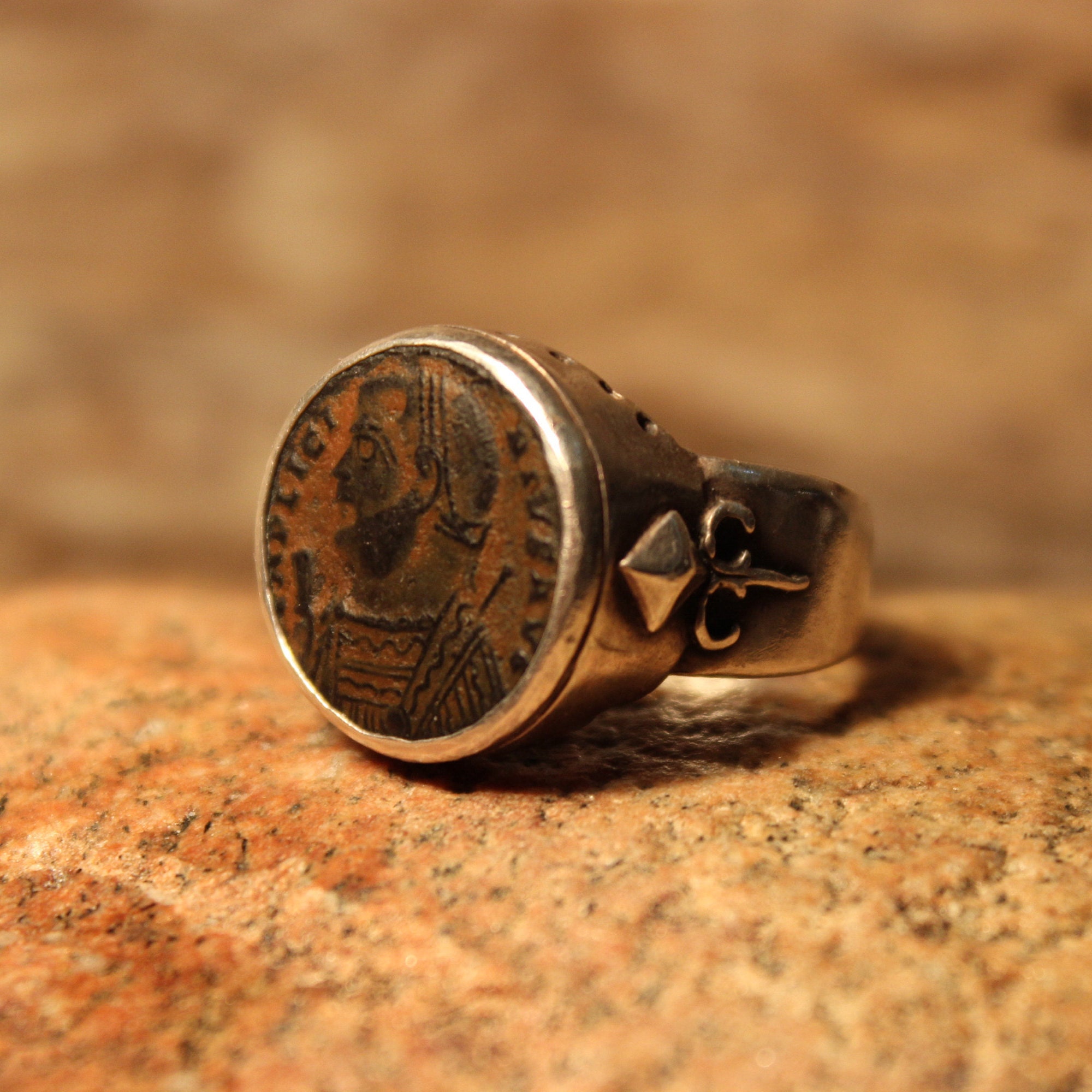 Antique Ancient Roman Coin Ring Size 11.5 Vintage Sterling Silver ...