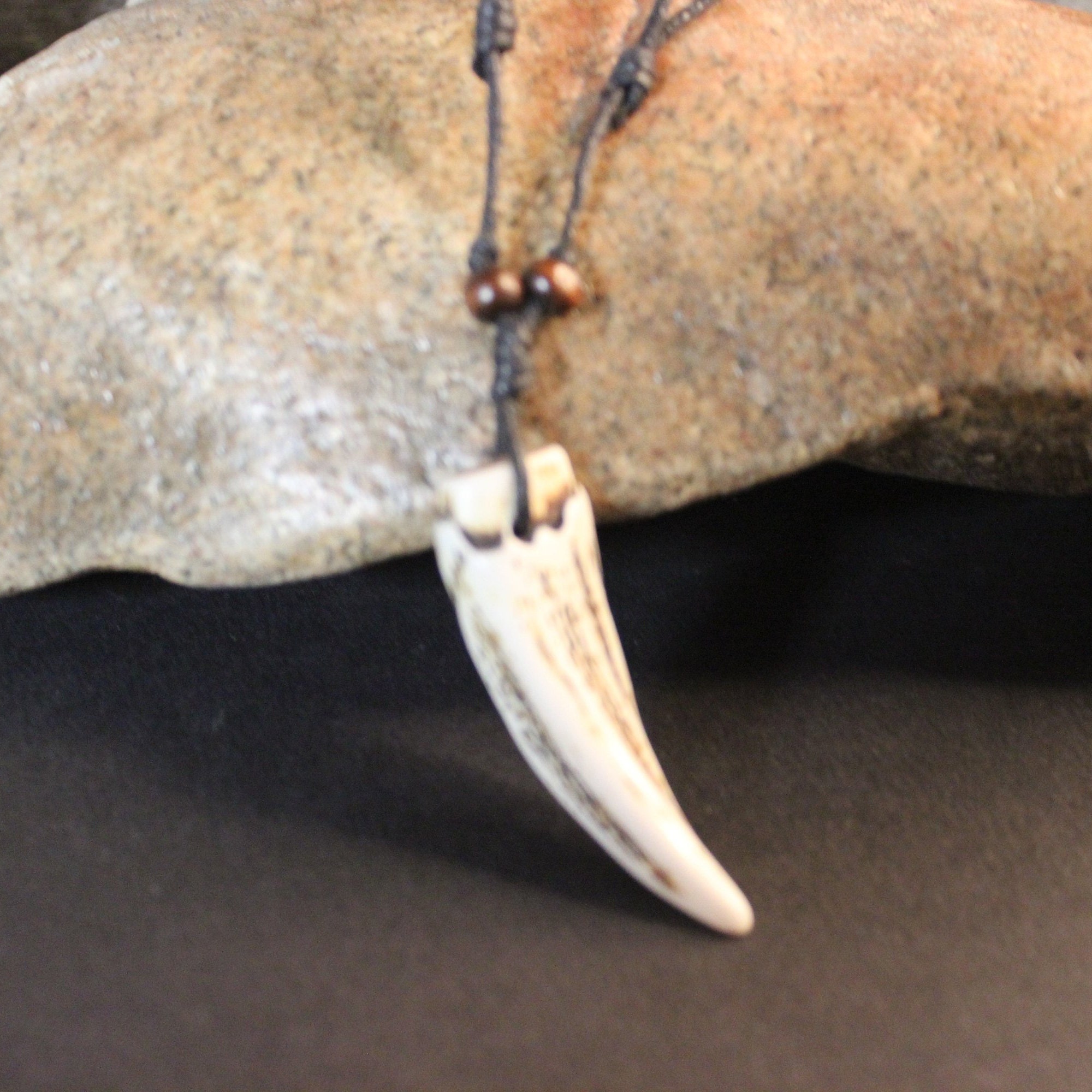 Large Carved Bone Wolf Tooth Necklace Wolf Necklace Wolf Tooth Necklace