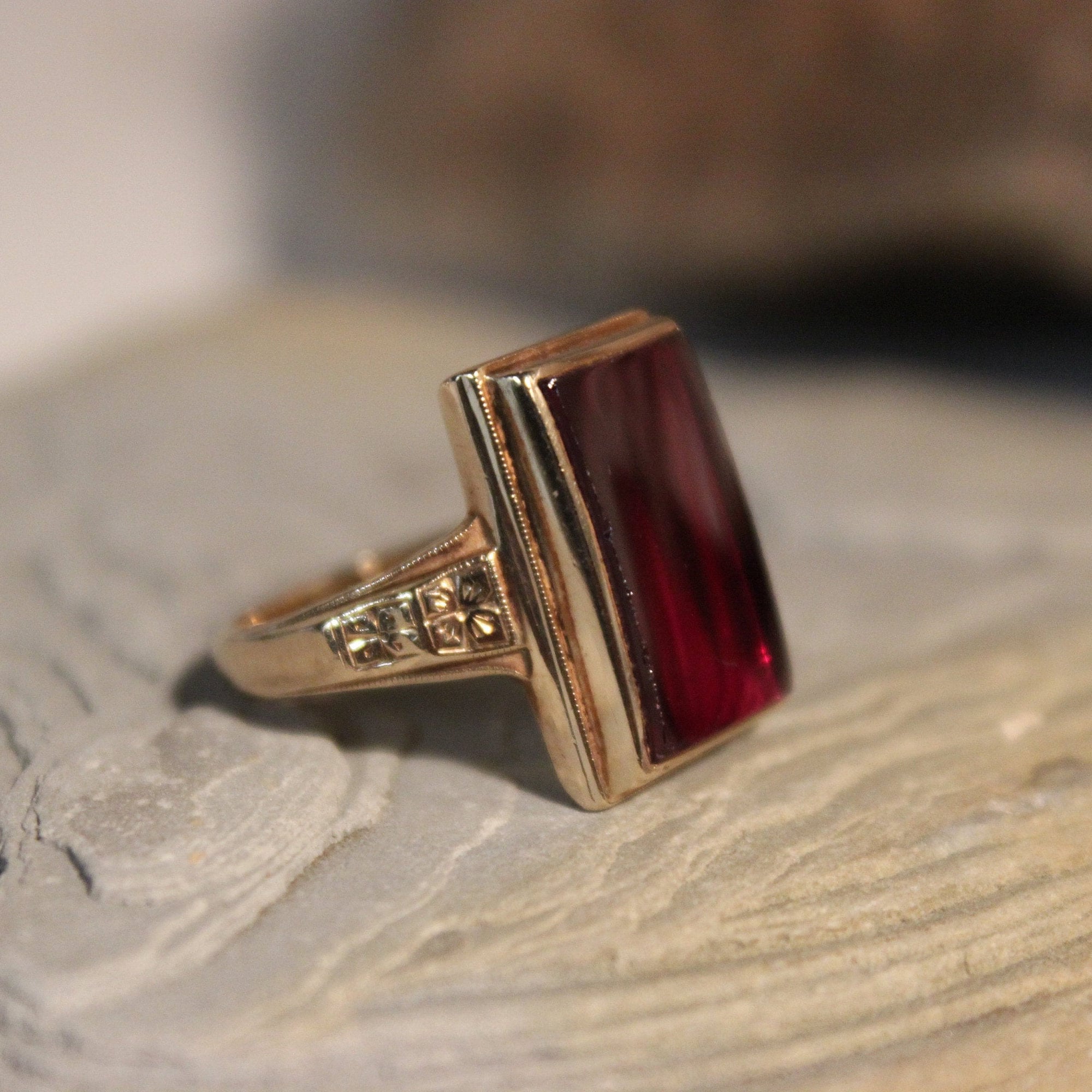 Vintage 10k Solid Gold Ruby Ring 6.2 Grams Size 6.5 Gold Womans Ring