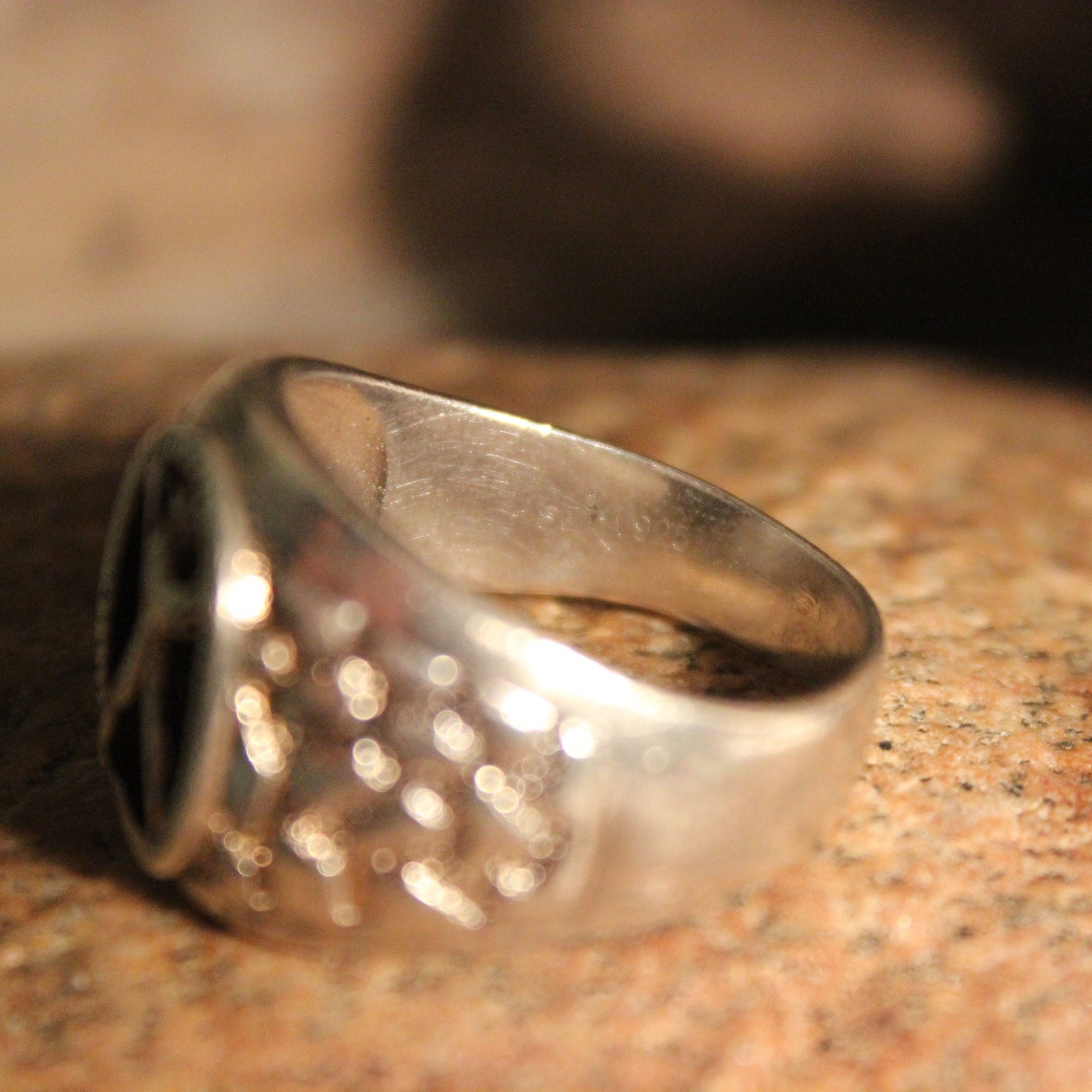 Mens Silver Ring Mens Onyx Eagle Ring Mens Onyx Ring Size 13