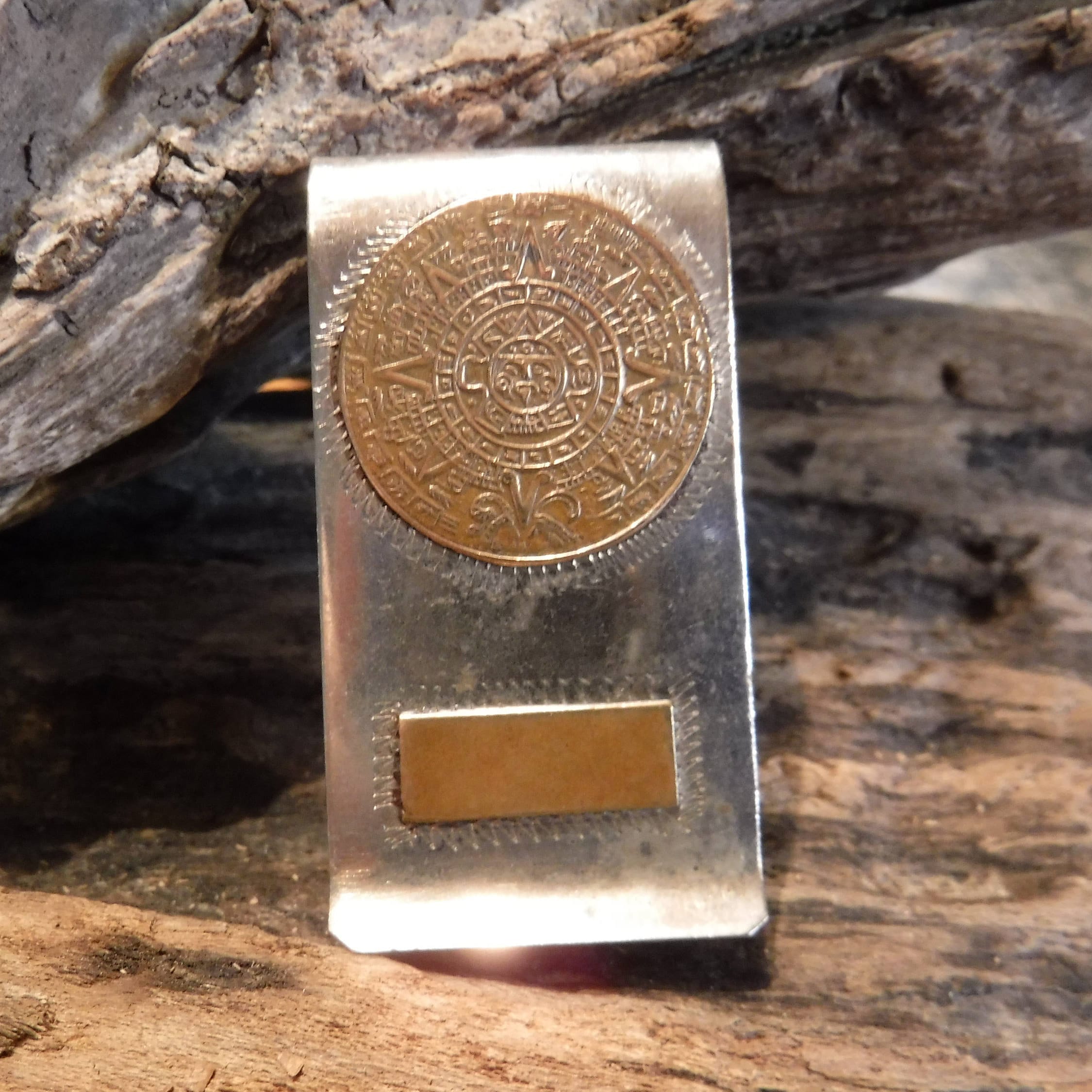 Vintage Sterling Silver Mexico Money Clip Mayan Calendar Money Clip