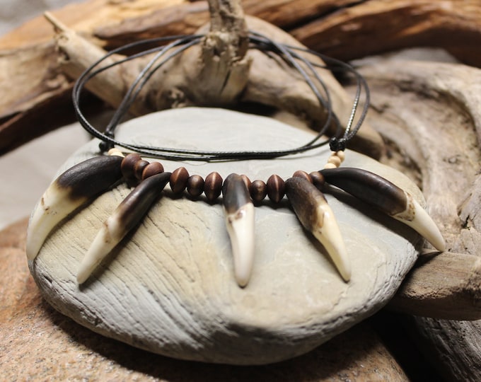 Large Wolf Tooth Necklace Wolf Teeth Necklace Wolf Necklace  Wolf Tooth Necklace Adjustable African Native American Tribal Spiritual Healing