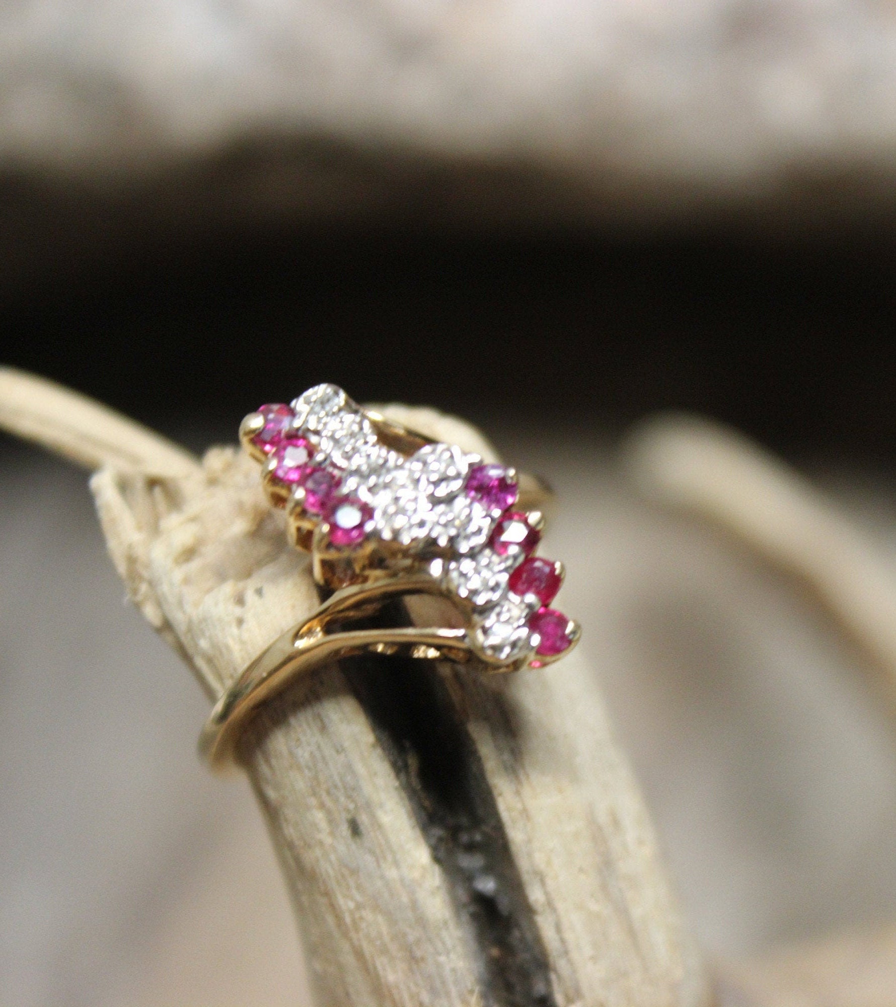 1970's Vintage Ruby Diamond Ring 10K Solid Gold Ruby | Etsy