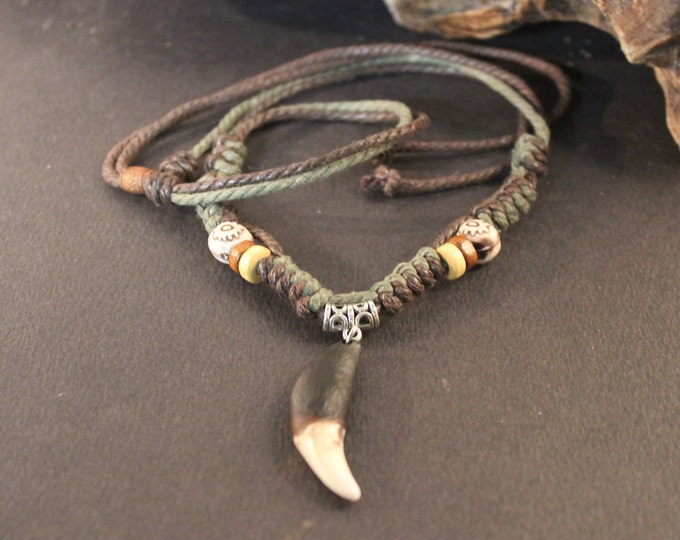 Large Wolf Tooth Necklace Wolf Teeth Necklace Wolf Necklace  Wolf Tooth Necklace Adjustable African Native American Tribal Spiritual Healing