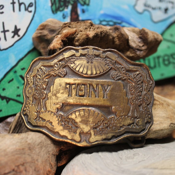 1975 Solid Brass Belt Buckle Heavy 6 ounces Hippy… - image 10