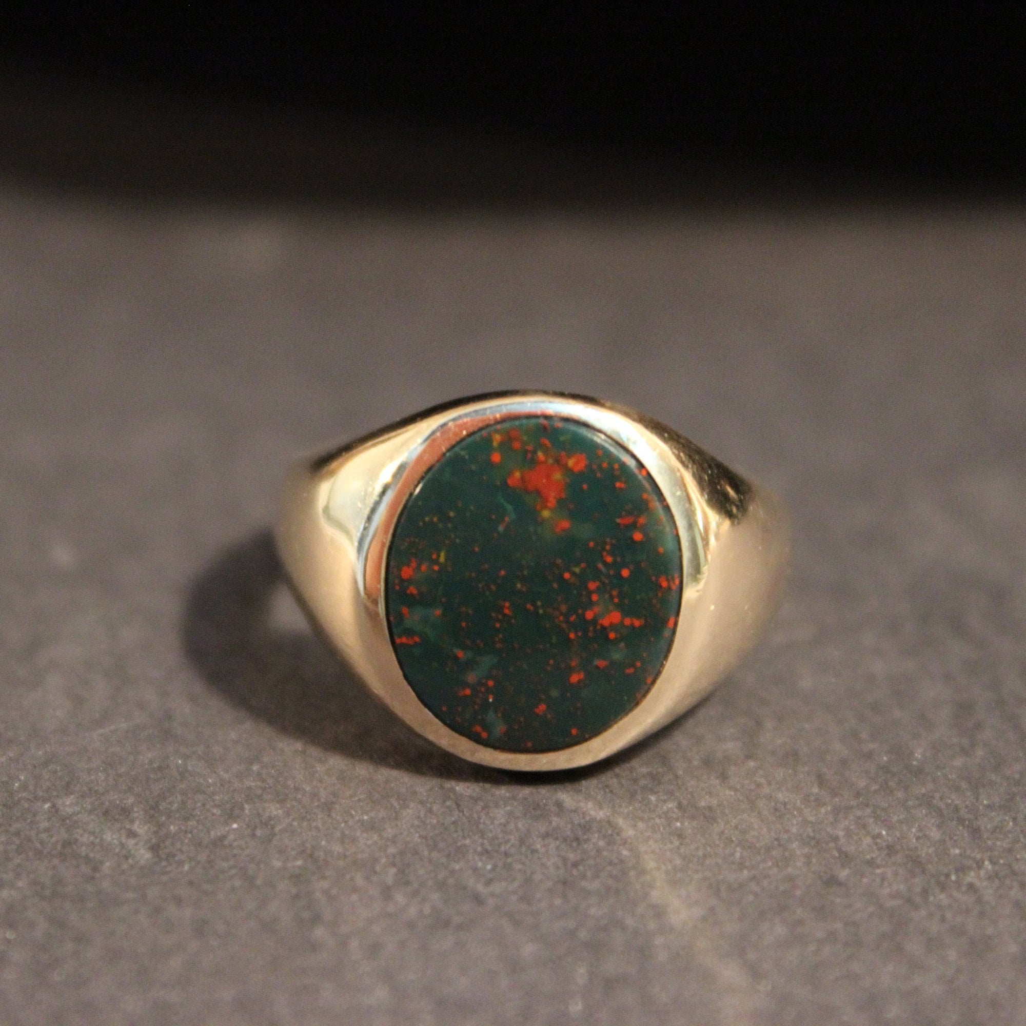 Vintage 10k Gold Mens Signet Ring 63 Grams Mens Gold Bloodstone Ring