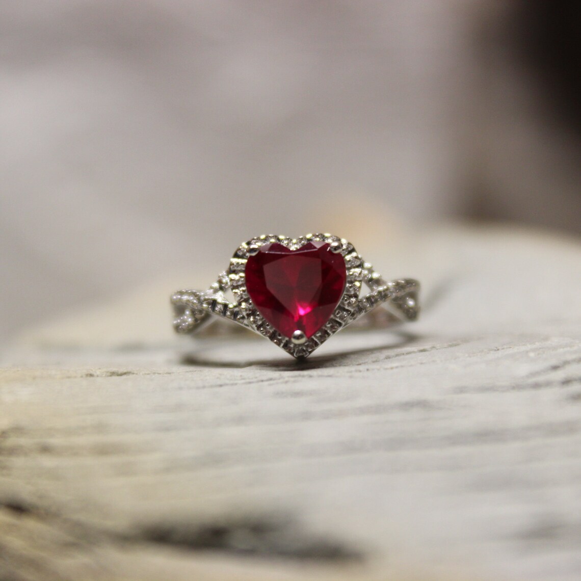 1980's Vintage Ruby Diamond Ring 10K Gold Heart Ruby | Etsy
