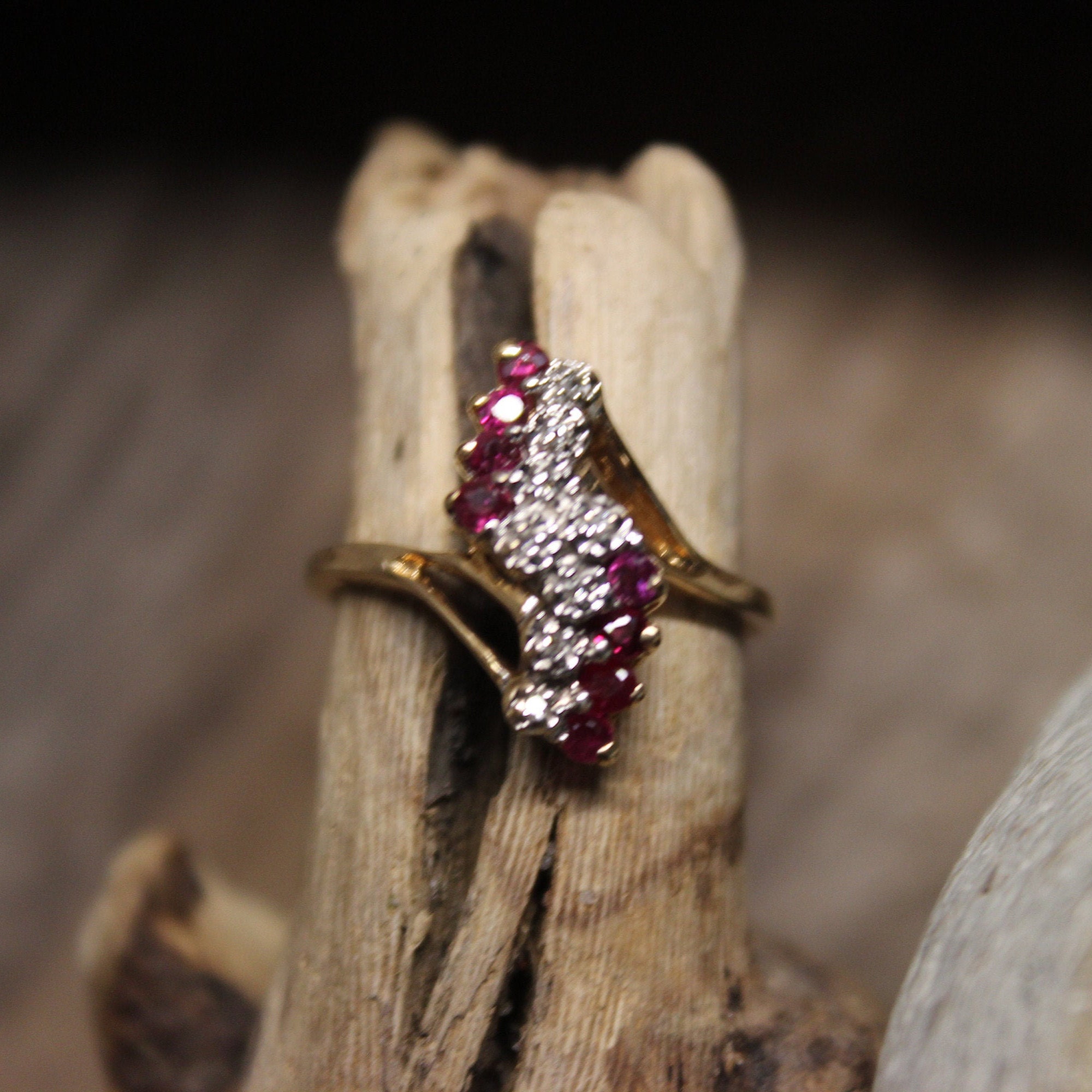 1970's Vintage Ruby Diamond Ring 10K Solid Gold Ruby Diamond Ring 2.4