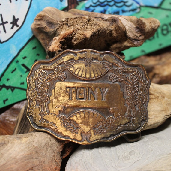 1975 Solid Brass Belt Buckle Heavy 6 ounces Hippy… - image 9