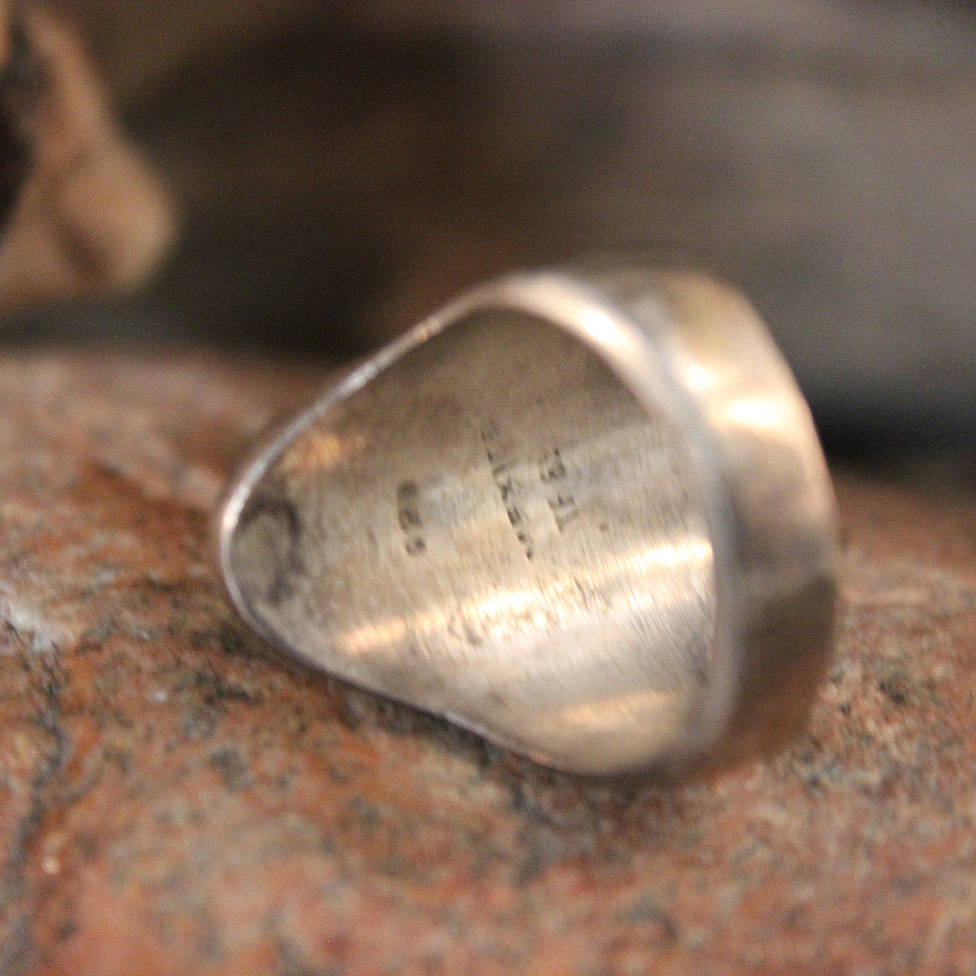 Mens Silver Ring Heavy 17.1 Grams Vintage Sterling Silver 925 Onyx Ring