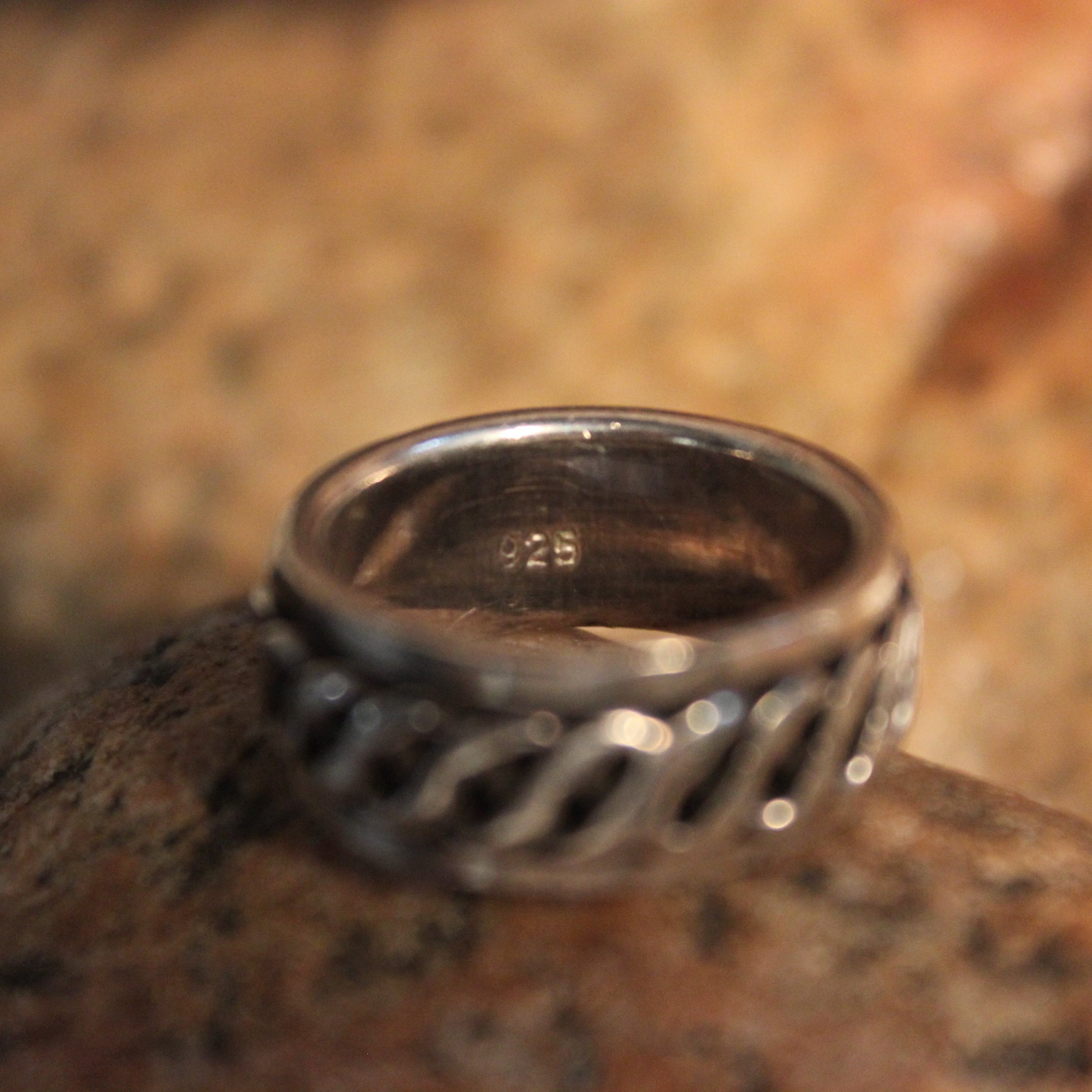 Large Mens Ring Mexico Sterling Silver Mens Spinner Ring 8 Grams Size 6