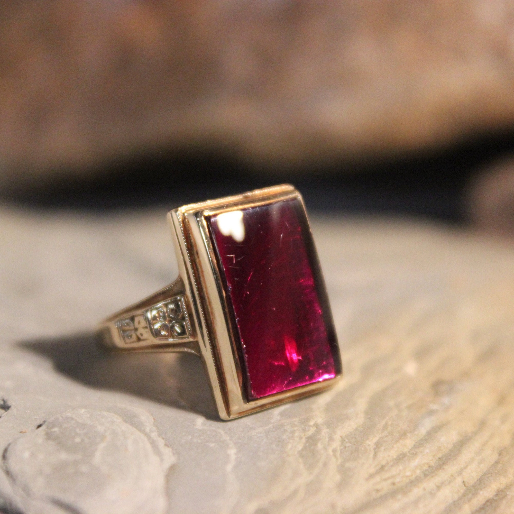 Vintage 10k Solid Gold Ruby Ring 6.2 Grams Size 6.5 Gold Womans Ring ...
