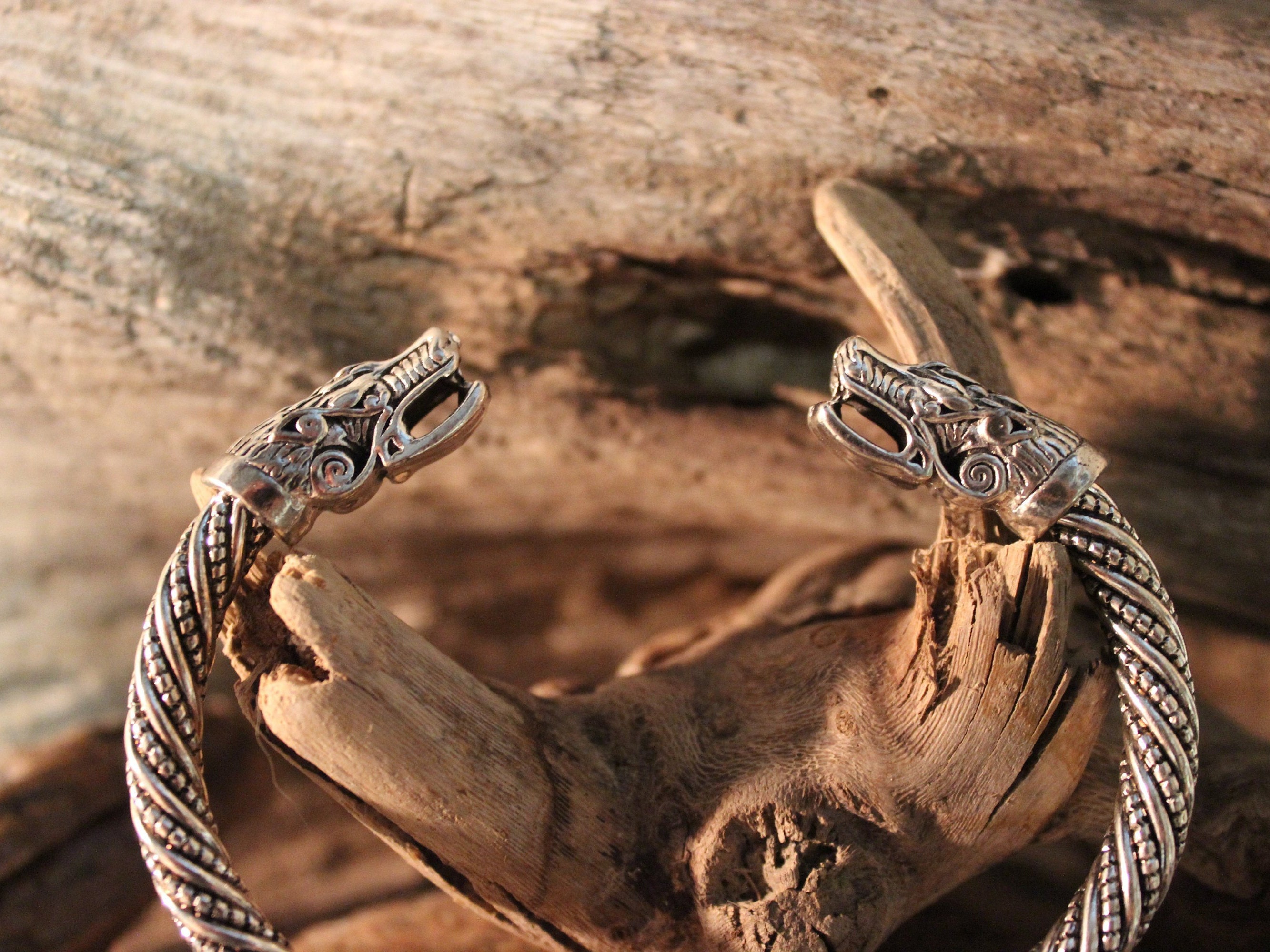 Viking Silver Wolf Bracelet Viking Norse Cuff Bracelet Norse Silver