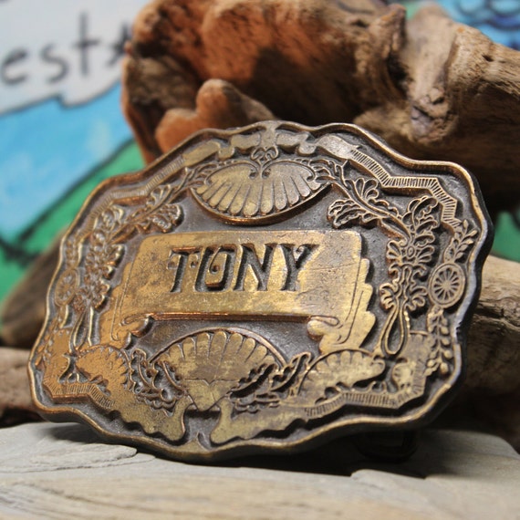 1975 Solid Brass Belt Buckle Heavy 6 ounces Hippy… - image 3