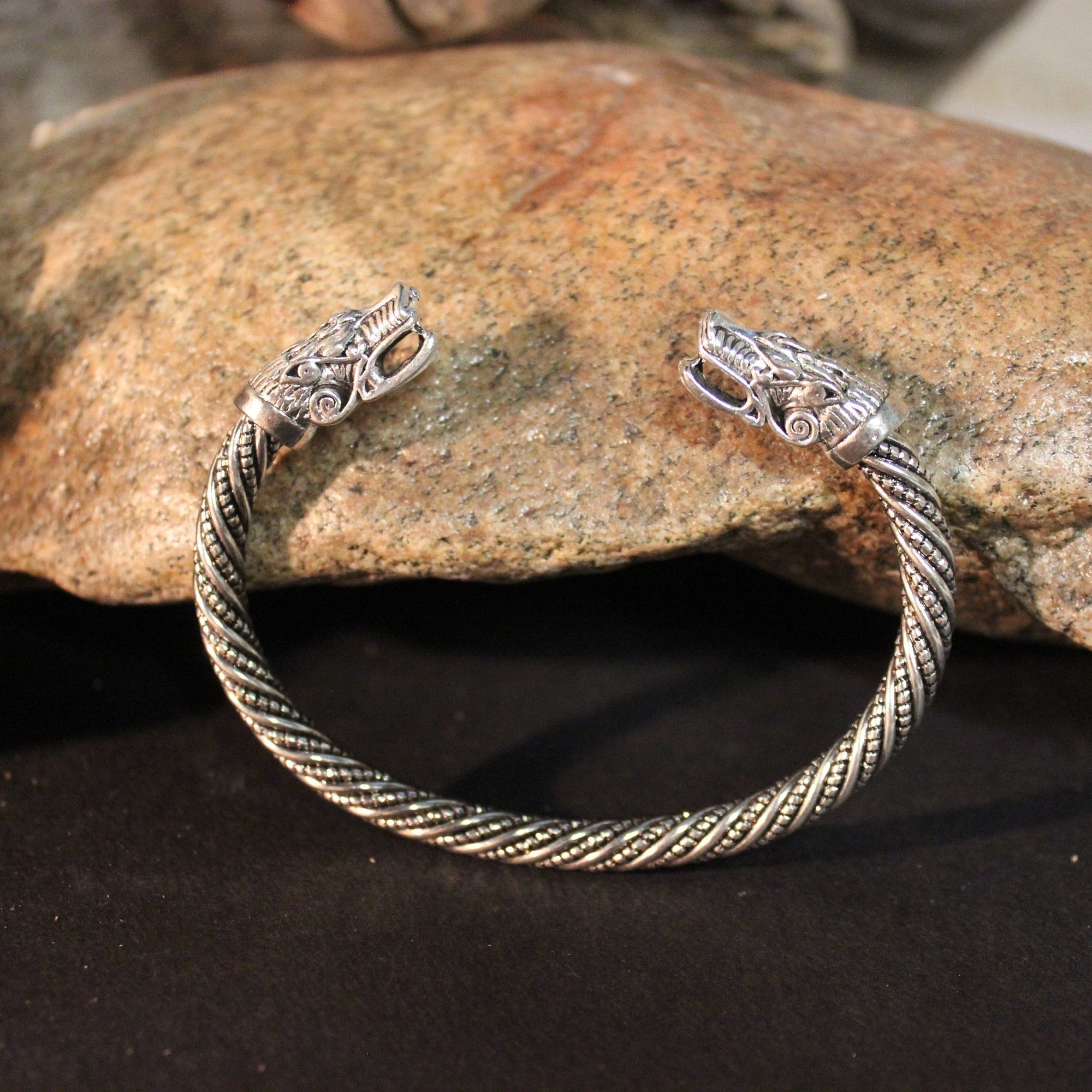 Viking Silver Wolf Bracelet Viking Norse Cuff Bracelet Norse Silver