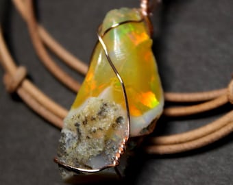 Large Natural Ethiopian Welo Fire Opal 25.5Ct Welo Ethiopia Black Fire Opal Gemstone Pendant Necklace Large Earth Mined Ethiopian Fire Opal