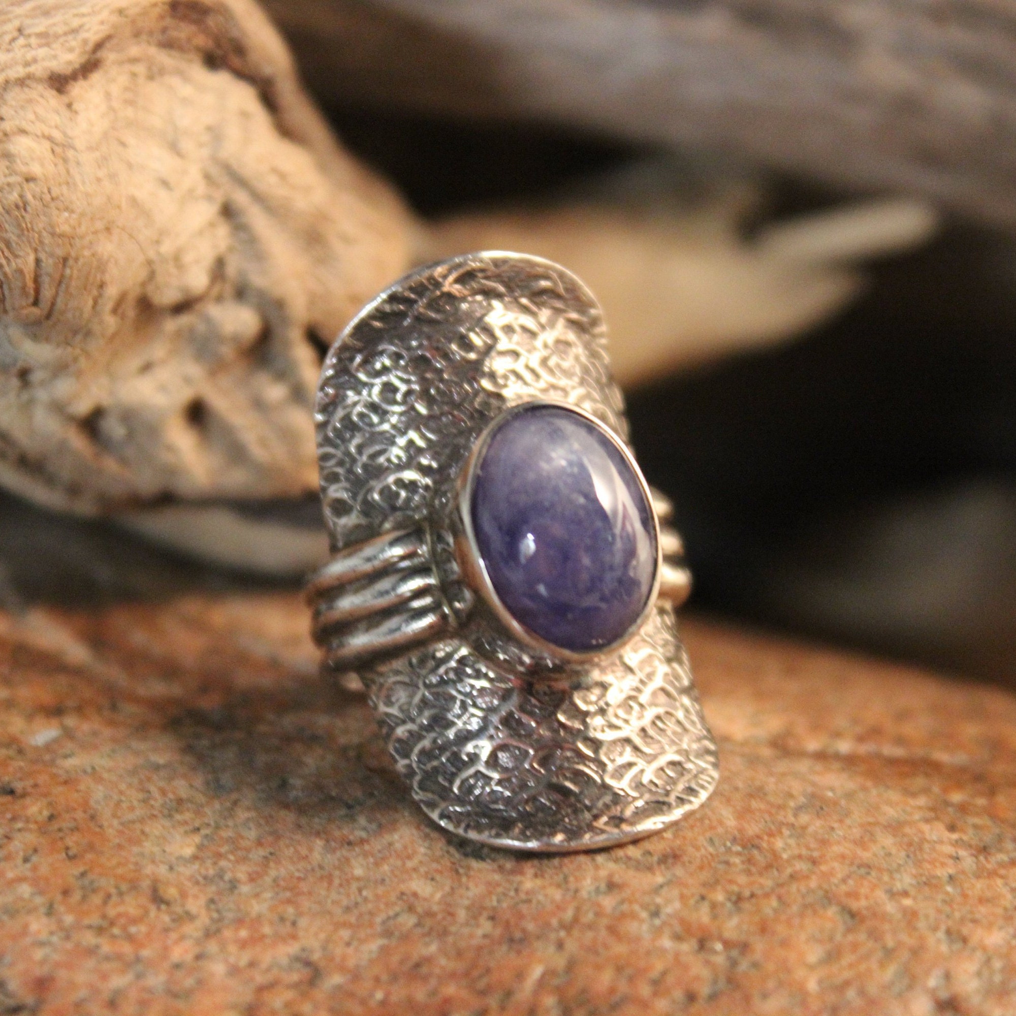 Large Vintage Amethyst Silver Ring Sterling Ring Size 8 Weight 12.8 ...