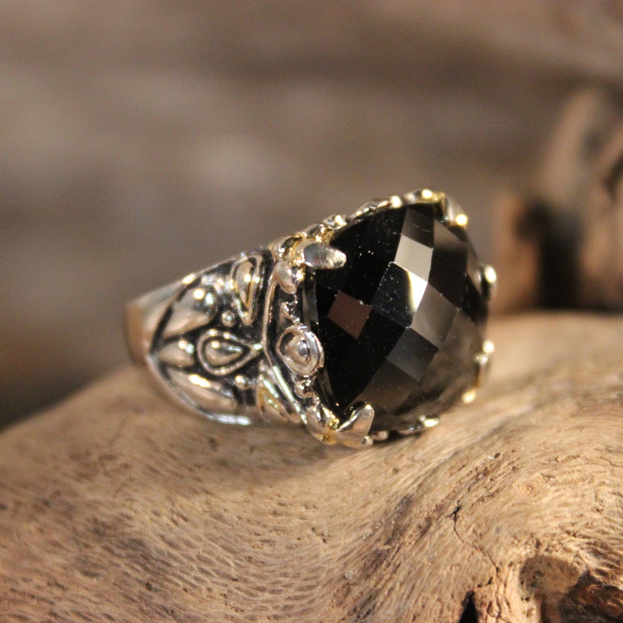 Vintage Sterling Silver Black Onyx Ring Mexico 10 Grams Size 7 Large ...