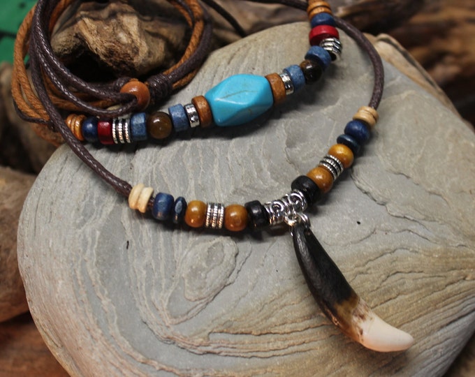 Large Wolf Tooth Necklace Wolf Teeth Necklace Wolf Necklace  Wolf Tooth Necklace Adjustable African Native American Tribal Spiritual Healing