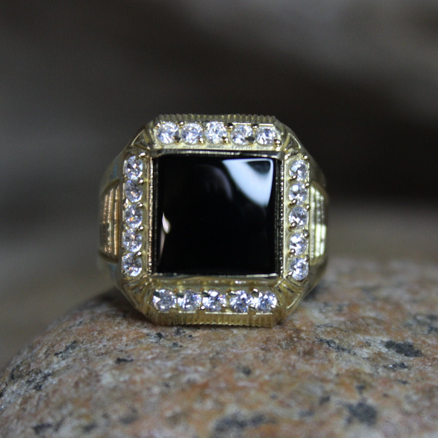 Vintage mens onyx sale ring
