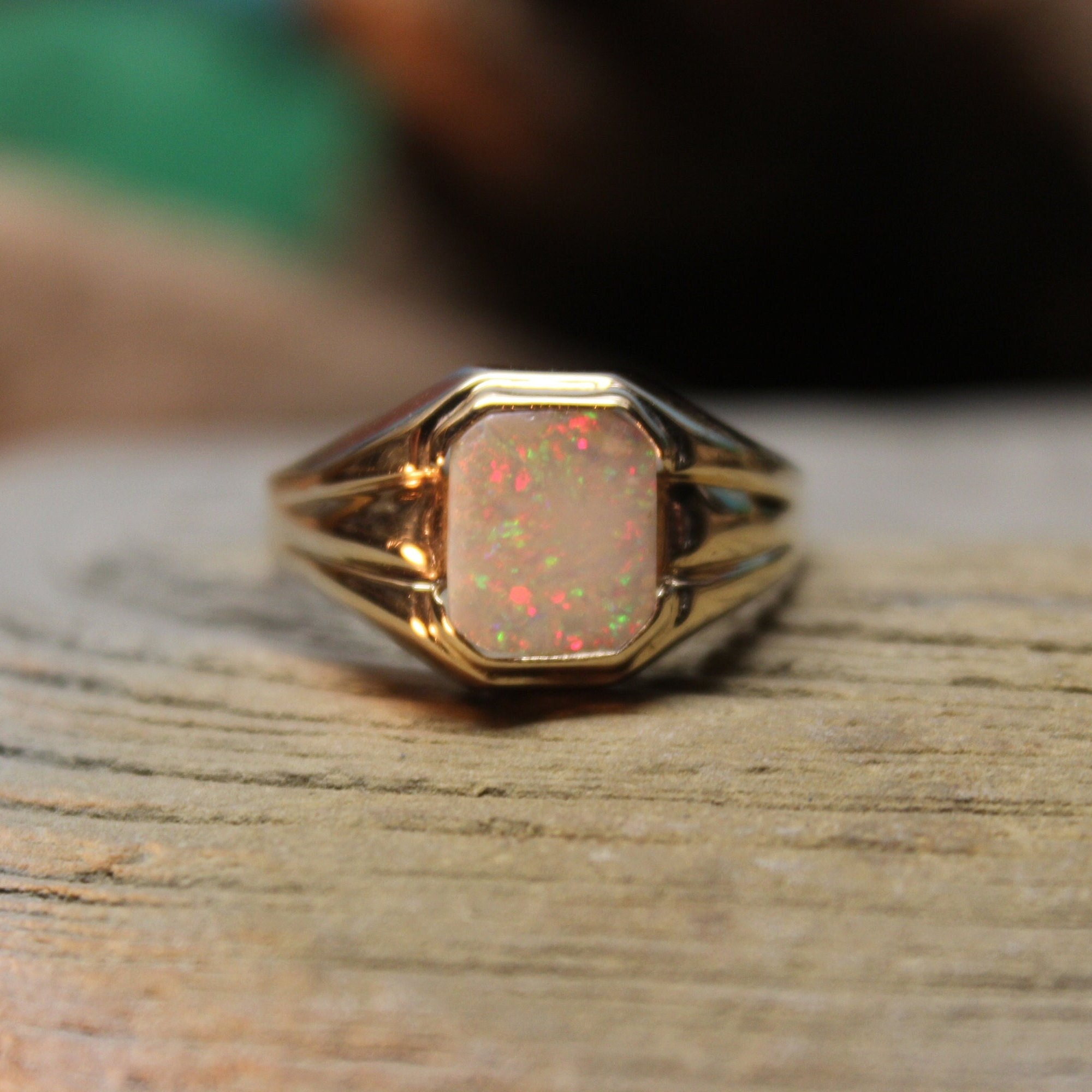 1940's Vintage Mens 10k Solid Gold Opal 2.5ctw Ring 2.5 Grams Size 11 ...