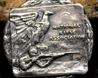 Vintage 1954 Sterling Silver NRA Doubles Champions Small Bore Rifle Medal Solid Sterling Silver