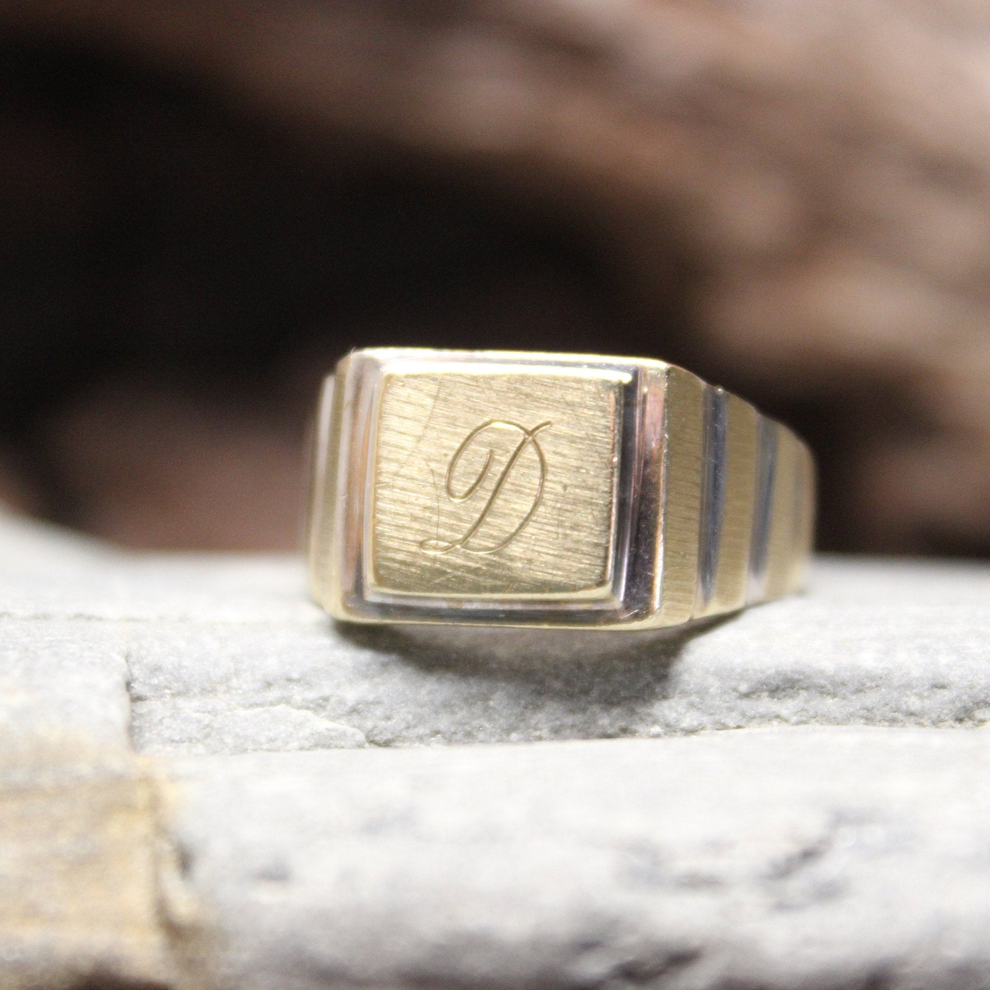 1970's Vintage Deco Ring Mens 10K Solid Gold Ring 4.5 Grams Size